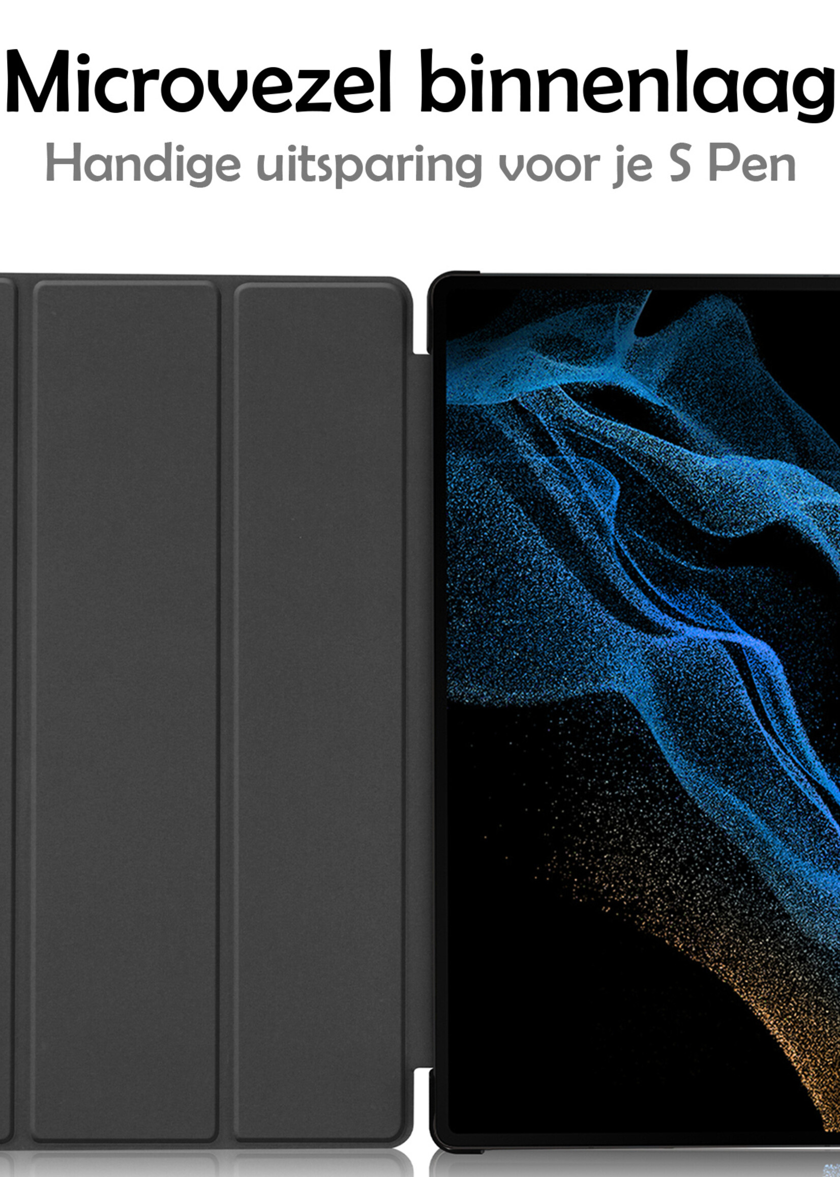 LUQ Hoes Geschikt voor Samsung Galaxy Tab S9 Ultra Hoes Luxe Hoesje Case Met Uitsparing Geschikt voor S Pen - Hoesje Geschikt voor Samsung Tab S9 Ultra Hoes Cover - Rosé goud