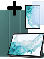 LUQ LUQ Samsung Galaxy Tab S9 Hoesje Met Uitsparing S Pen Met Screenprotector - Donkergroen