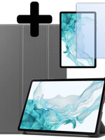 LUQ LUQ Samsung Galaxy Tab S9 Hoesje Met Uitsparing S Pen Met Screenprotector - Grijs
