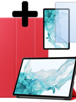 LUQ LUQ Samsung Galaxy Tab S9 Hoesje Met Uitsparing S Pen Met Screenprotector - Rood