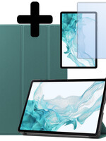 LUQ LUQ Samsung Galaxy Tab S9 Plus Hoesje Met Uitsparing S Pen Met Screenprotector - Donkergroen