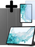 LUQ LUQ Samsung Galaxy Tab S9 Plus Hoesje Met Uitsparing S Pen Met Screenprotector - Grijs