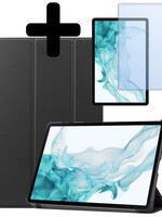 LUQ LUQ Samsung Galaxy Tab S9 Plus Hoesje Met Uitsparing S Pen Met Screenprotector - Zwart