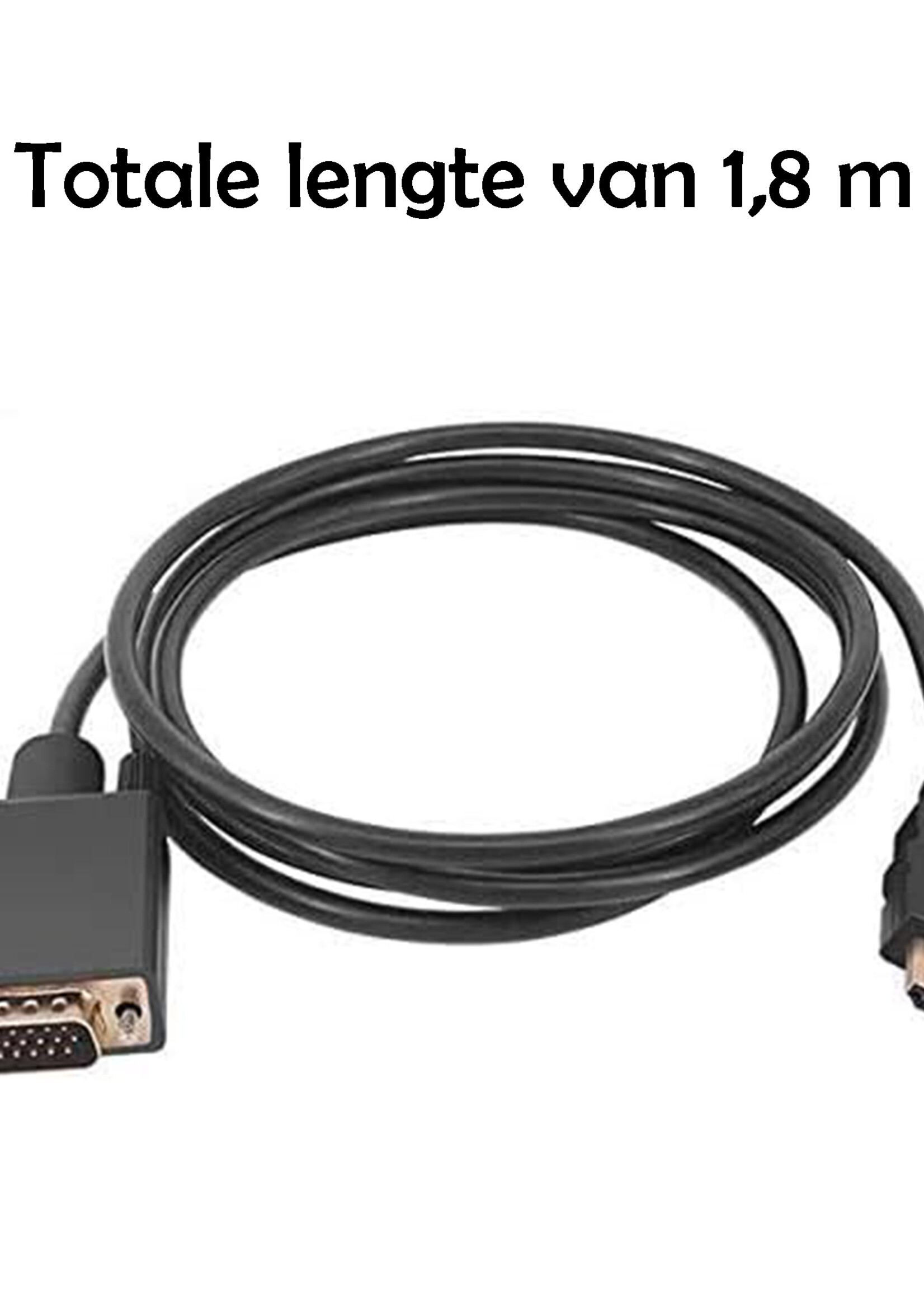 LUQ HDMI naar VGA Kabel 1.8 Meter - HDMI VGA Kabel - HDMI naar VGA Converter Kabel 1080p HD Kwaliteit - Zwart