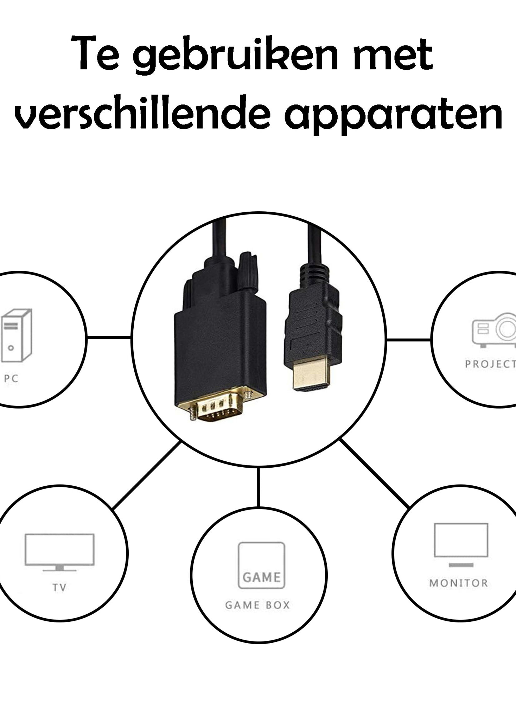 LUQ HDMI naar VGA Kabel 1.8 Meter - HDMI VGA Kabel - HDMI naar VGA Converter Kabel 1080p HD Kwaliteit - Zwart
