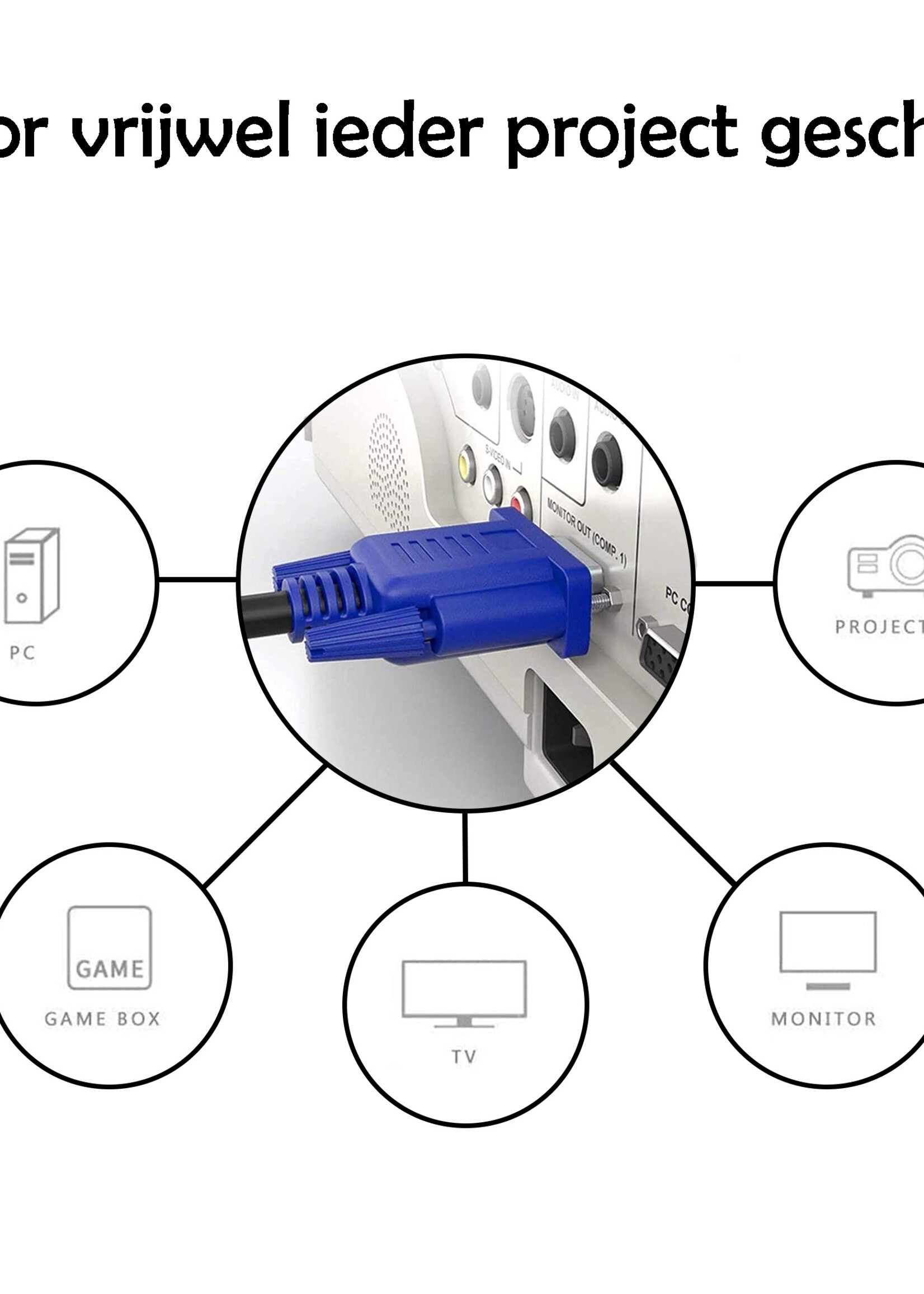 LUQ VGA naar VGA Kabel 1.5 Meter - VGA VGA Kabel - VGA naar VGA Converter Kabel 1080p HD Kwaliteit - Blauw