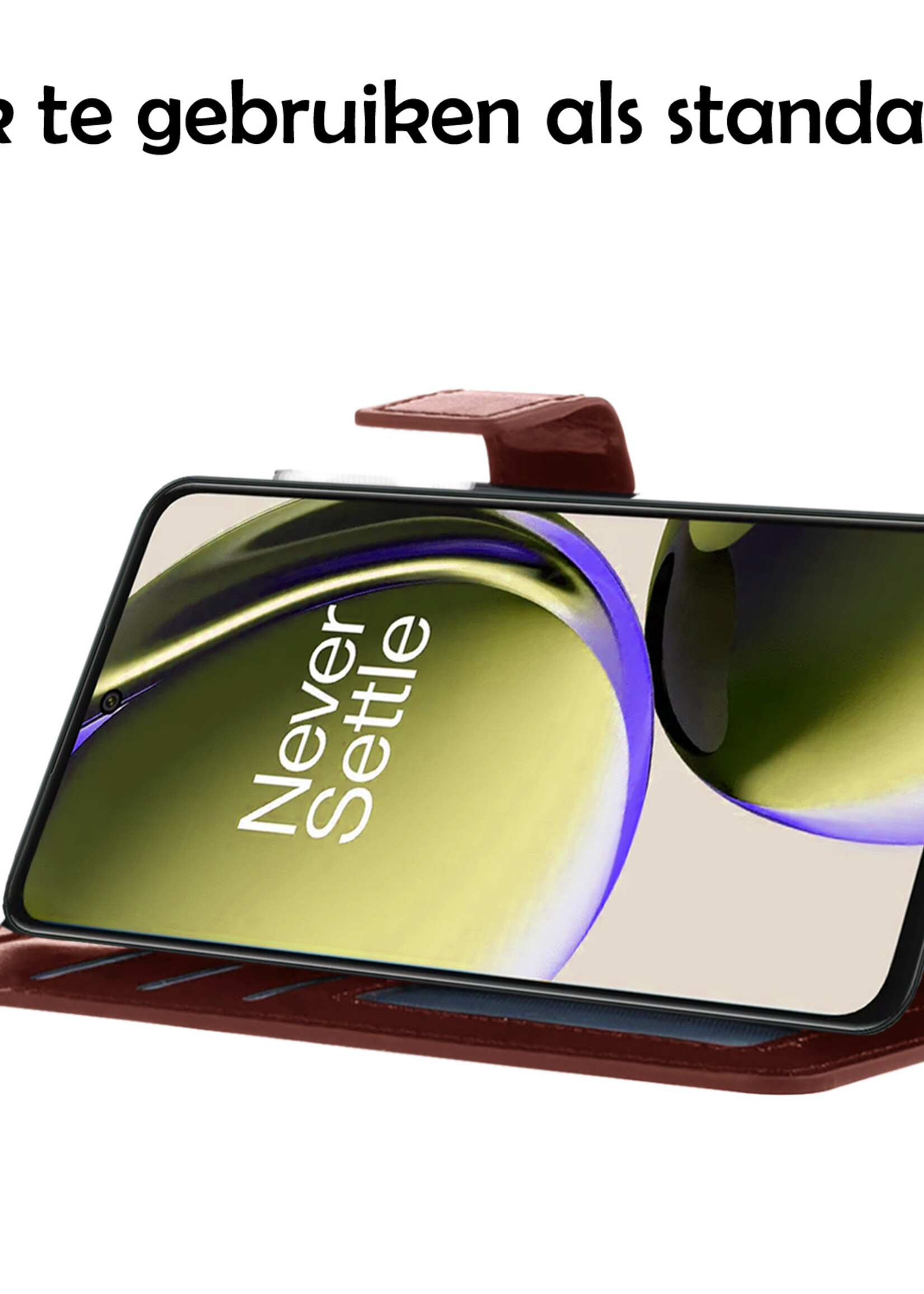 LUQ Hoesje Geschikt voor OnePlus Nord CE 3 Lite Hoesje Book Case Hoes Wallet Cover - Hoes Geschikt voor OnePlus Nord CE 3 Lite Hoesje Bookcase Hoes - Bruin