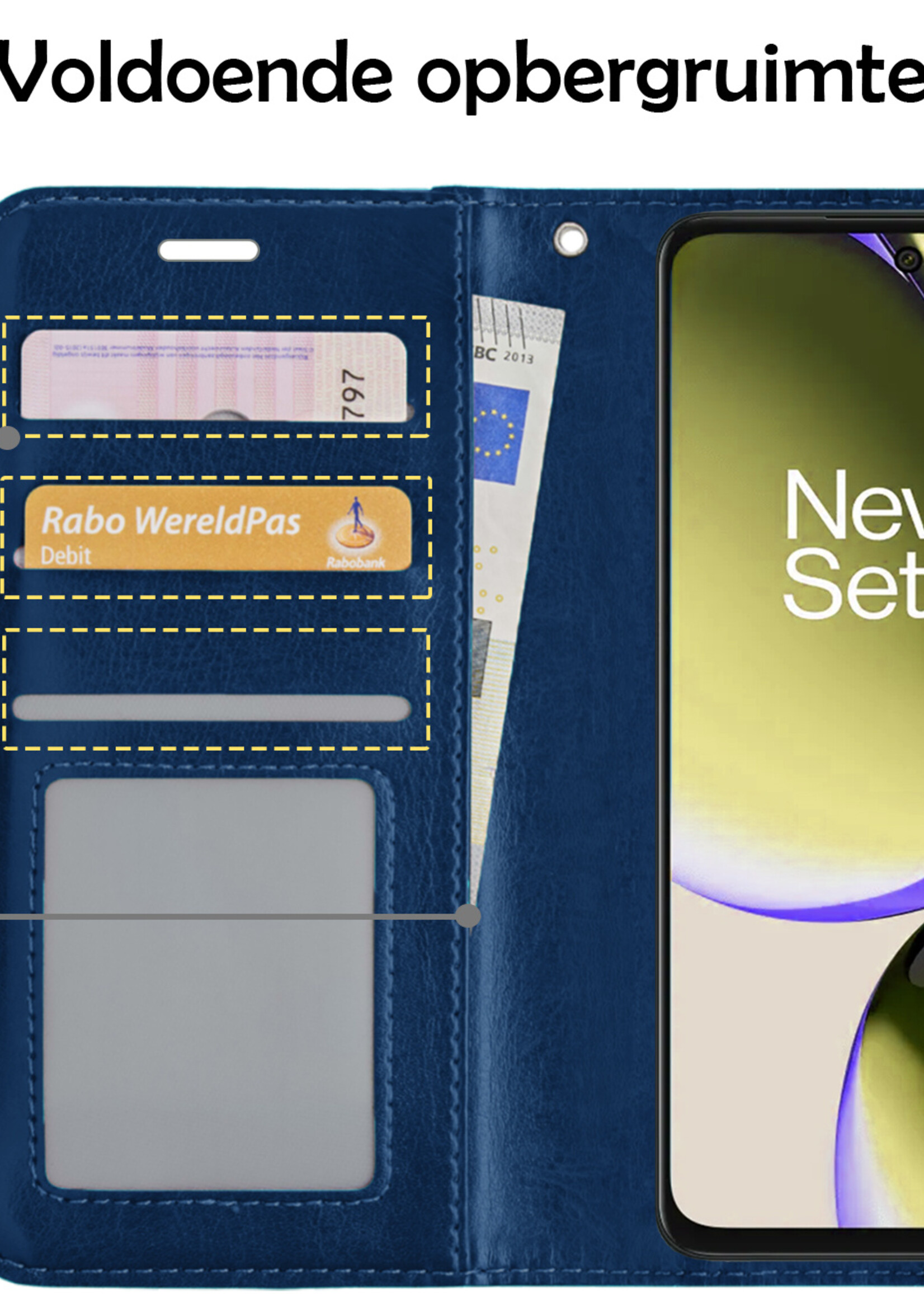 LUQ Hoesje Geschikt voor OnePlus Nord CE 3 Lite Hoesje Book Case Hoes Wallet Cover - Hoes Geschikt voor OnePlus Nord CE 3 Lite Hoesje Bookcase Hoes - Donkerblauw