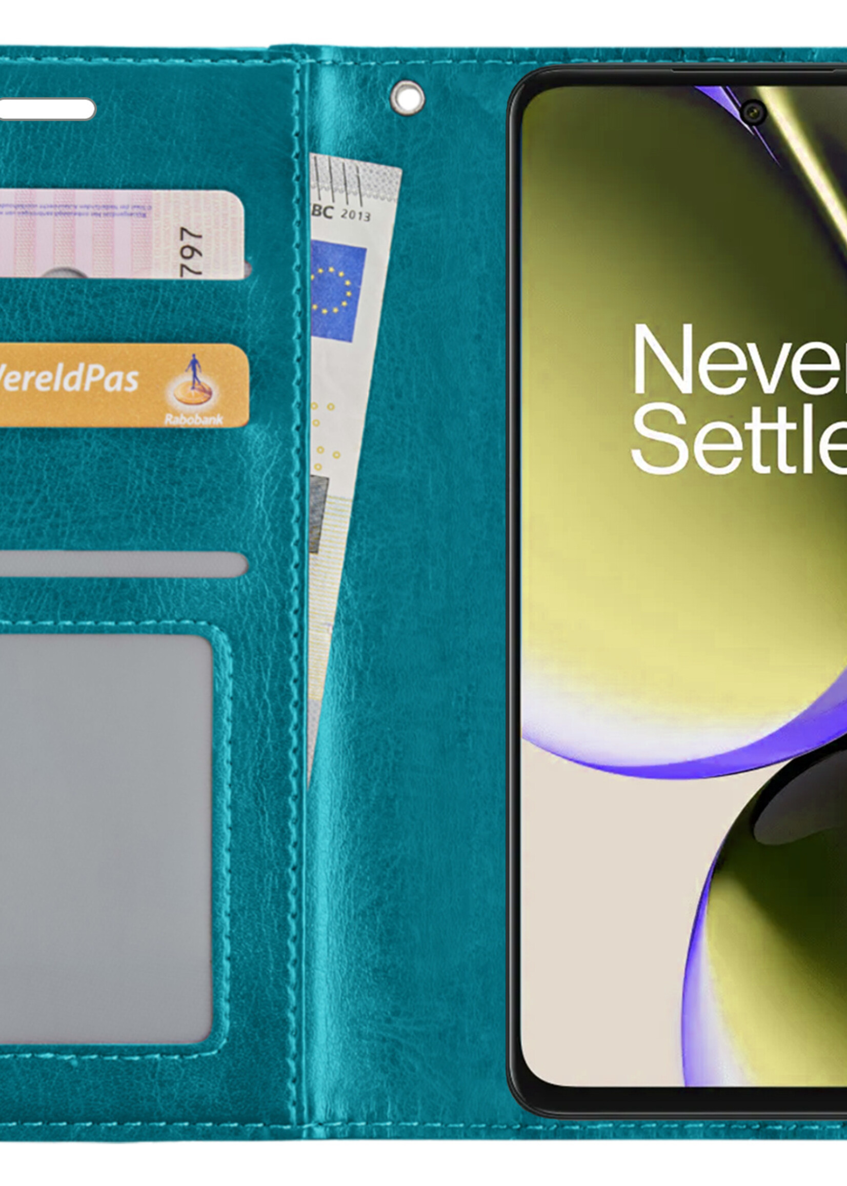 LUQ Hoesje Geschikt voor OnePlus Nord CE 3 Lite Hoesje Book Case Hoes Wallet Cover - Hoes Geschikt voor OnePlus Nord CE 3 Lite Hoesje Bookcase Hoes - Turquoise