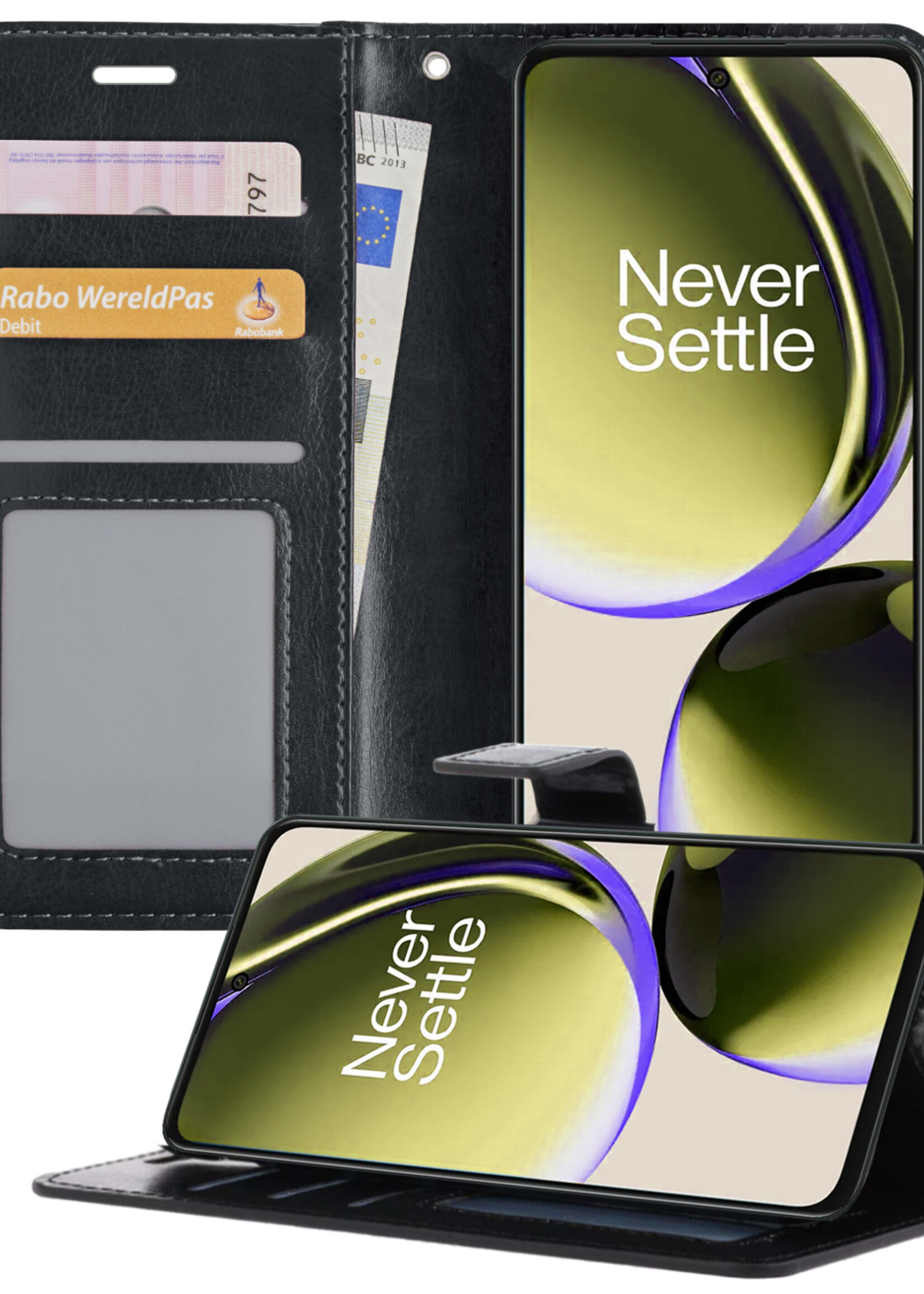 LUQ Hoesje Geschikt voor OnePlus Nord CE 3 Lite Hoesje Book Case Hoes Wallet Cover - Hoes Geschikt voor OnePlus Nord CE 3 Lite Hoesje Bookcase Hoes - Zwart