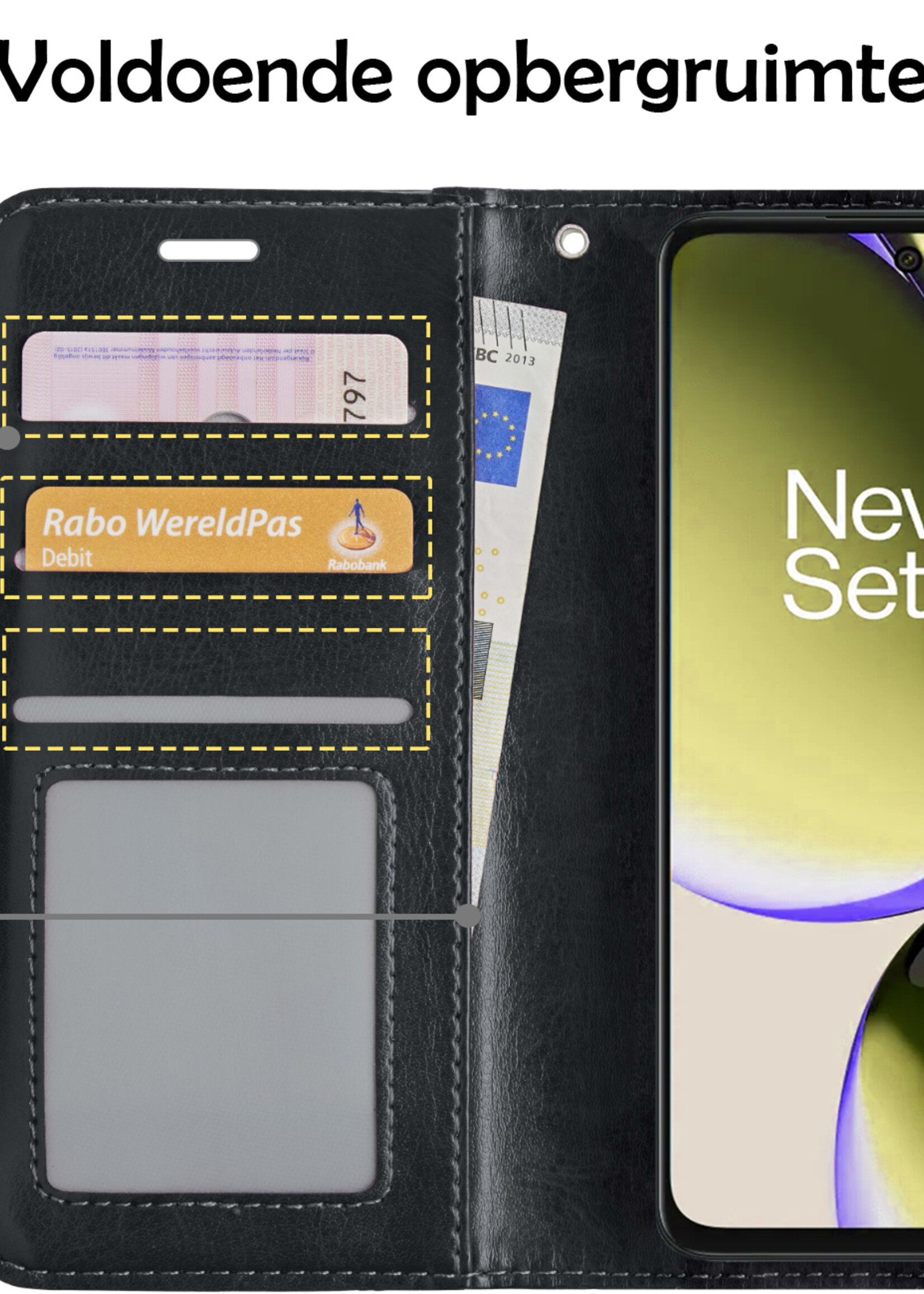 LUQ Hoesje Geschikt voor OnePlus Nord CE 3 Lite Hoesje Book Case Hoes Wallet Cover - Hoes Geschikt voor OnePlus Nord CE 3 Lite Hoesje Bookcase Hoes - Zwart