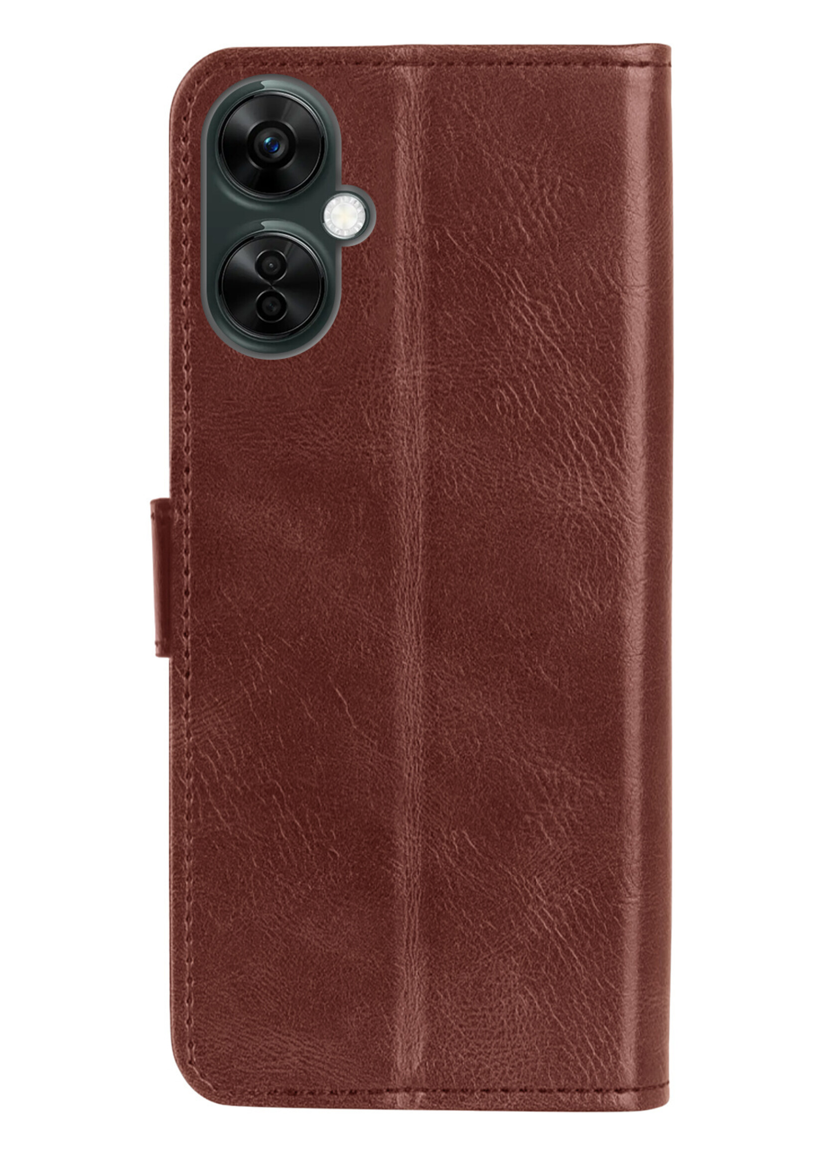 LUQ Hoesje Geschikt voor OnePlus Nord CE 3 Lite Hoesje Book Case Hoes Wallet Cover Met Screenprotector - Hoes Geschikt voor OnePlus Nord CE 3 Lite Hoesje Bookcase Hoes - Bruin