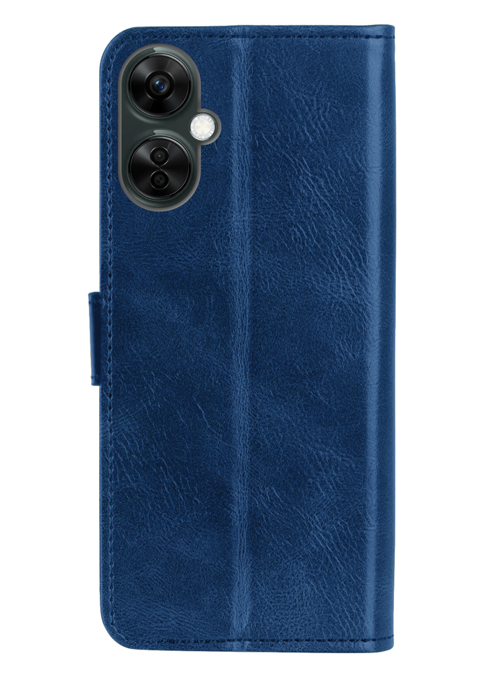 LUQ Hoesje Geschikt voor OnePlus Nord CE 3 Lite Hoesje Book Case Hoes Wallet Cover Met 2x Screenprotector - Hoes Geschikt voor OnePlus Nord CE 3 Lite Hoesje Bookcase Hoes - Donkerblauw