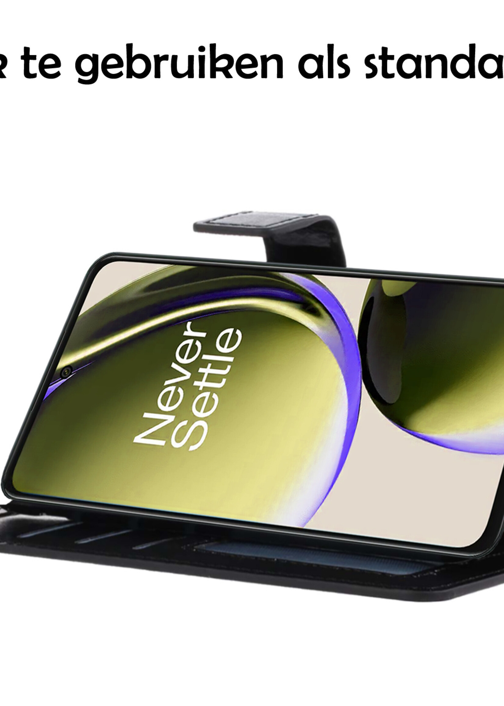 LUQ Hoesje Geschikt voor OnePlus Nord CE 3 Lite Hoesje Book Case Hoes Wallet Cover Met 2x Screenprotector - Hoes Geschikt voor OnePlus Nord CE 3 Lite Hoesje Bookcase Hoes - Zwart