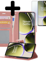 LUQ LUQ OnePlus Nord CE 3 Lite Hoesje Bookcase Rose Goud Met Screenprotector