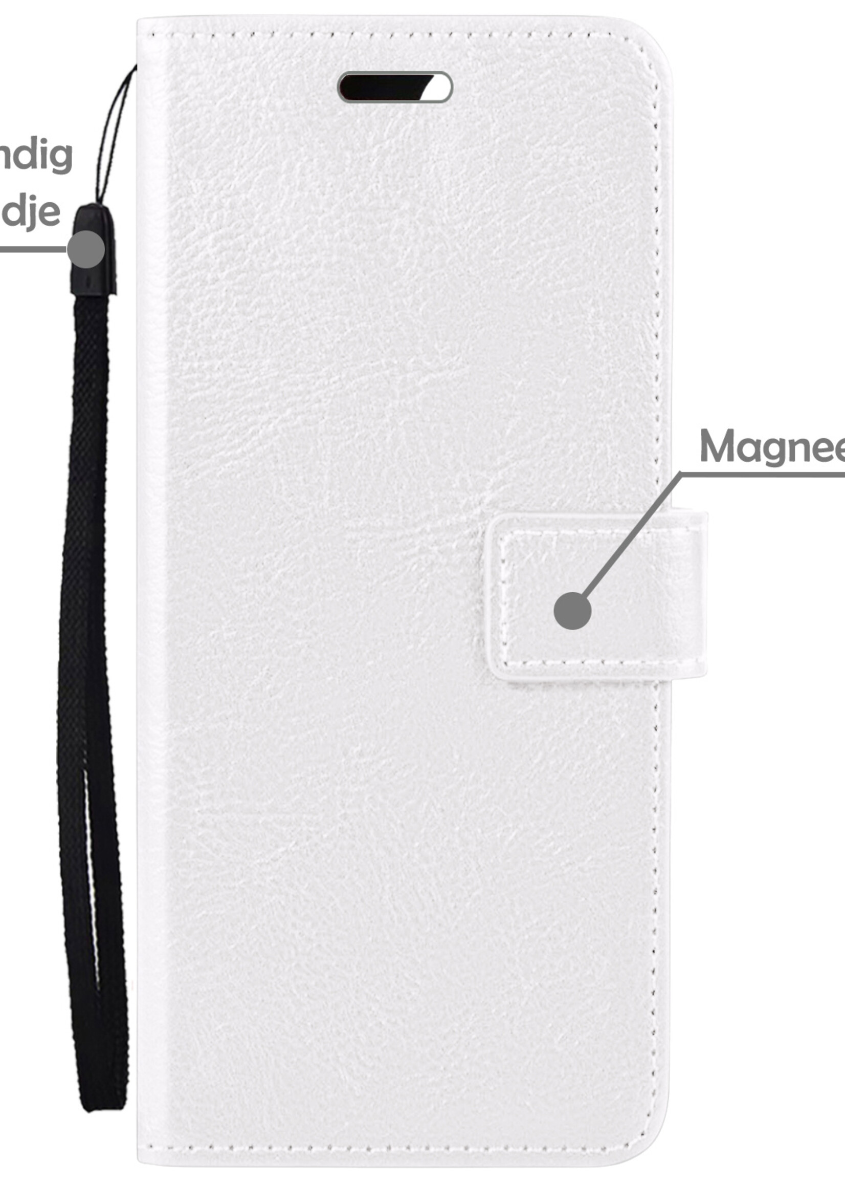 LUQ Hoesje Geschikt voor OnePlus Nord CE 3 Lite Hoesje Book Case Hoes Wallet Cover Met Screenprotector - Hoes Geschikt voor OnePlus Nord CE 3 Lite Hoesje Bookcase Hoes - Wit