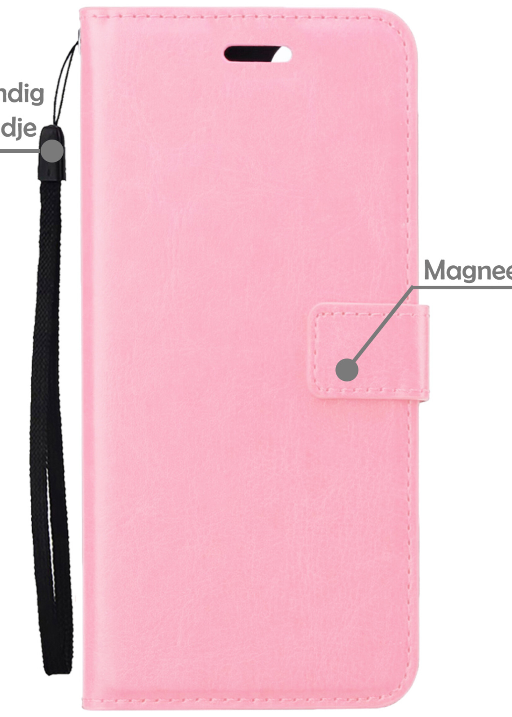 LUQ Hoesje Geschikt voor OnePlus Nord CE 3 Lite Hoesje Book Case Hoes Wallet Cover Met Screenprotector - Hoes Geschikt voor OnePlus Nord CE 3 Lite Hoesje Bookcase Hoes - Lichtroze