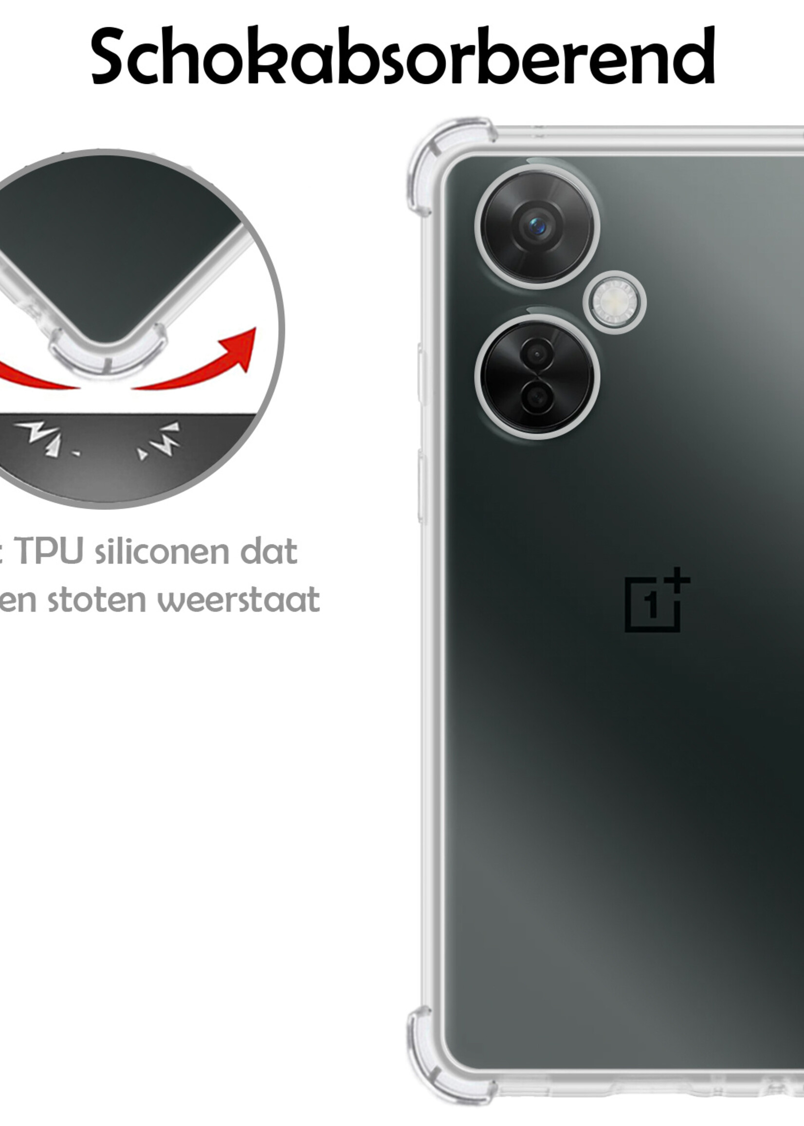 LUQ Hoesje Geschikt voor OnePlus Nord CE 3 Lite Hoesje Shockproof Case Siliconen - Hoes Geschikt voor OnePlus Nord CE 3 Lite Hoes Cover Siliconen - Transparant