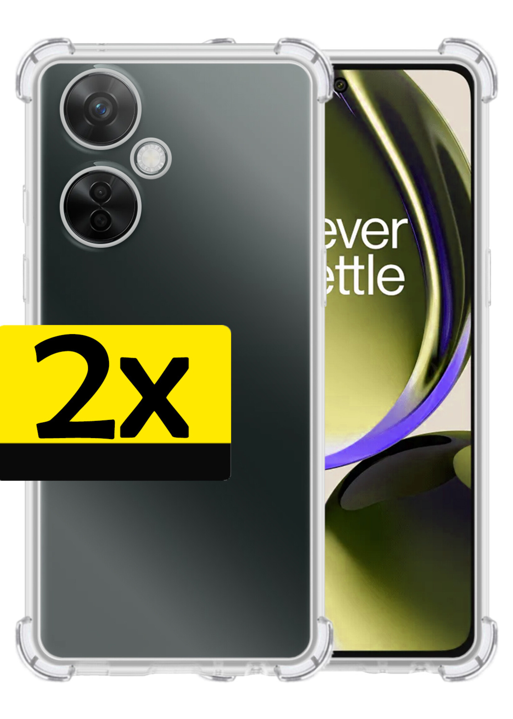 LUQ Hoesje Geschikt voor OnePlus Nord CE 3 Lite Hoesje Shockproof Case Siliconen - Hoes Geschikt voor OnePlus Nord CE 3 Lite Hoes Cover Siliconen - Transparant - 2 Stuks