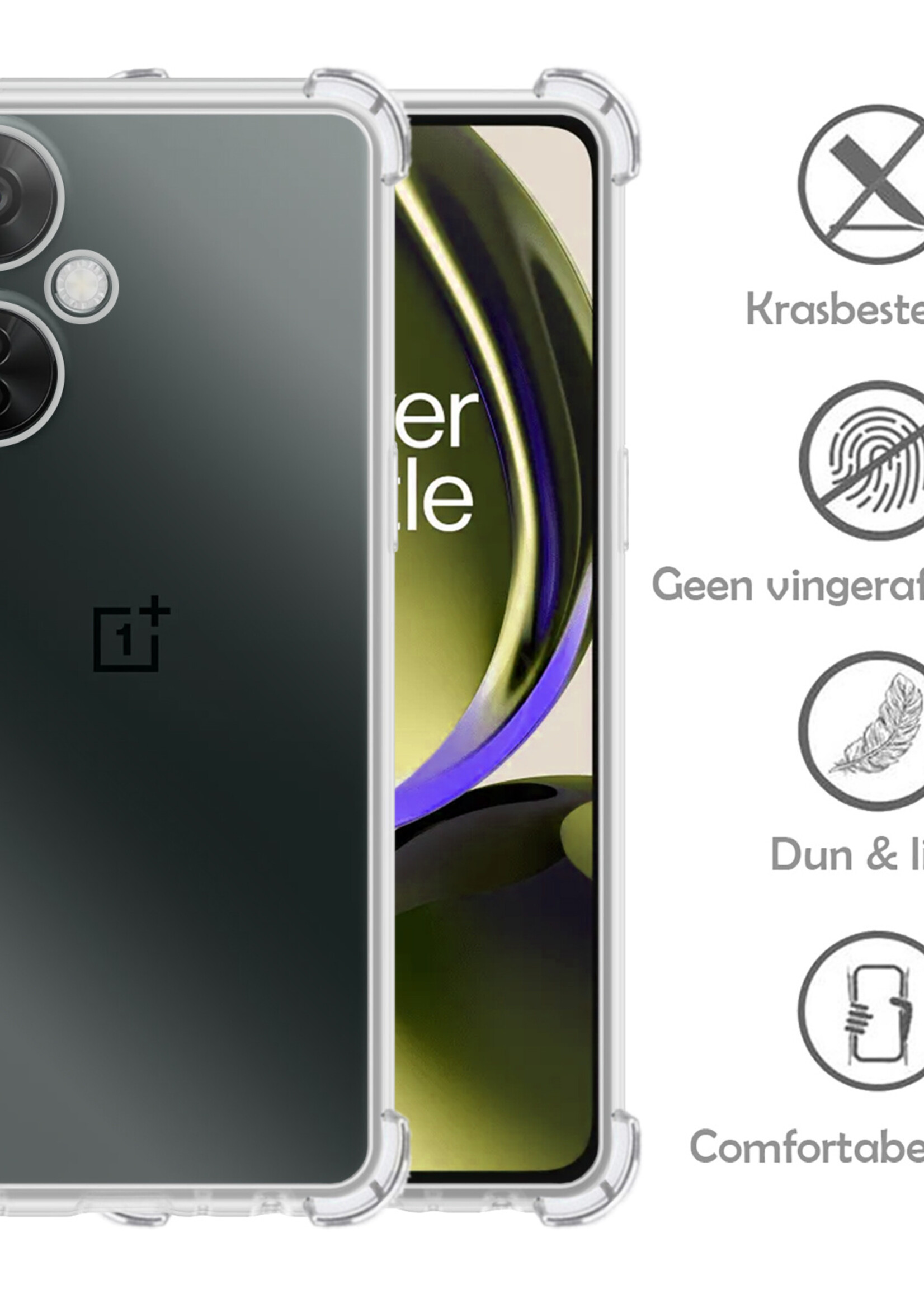 LUQ Hoesje Geschikt voor OnePlus Nord CE 3 Lite Hoesje Shockproof Case Siliconen - Hoes Geschikt voor OnePlus Nord CE 3 Lite Hoes Cover Siliconen - Transparant - 2 Stuks