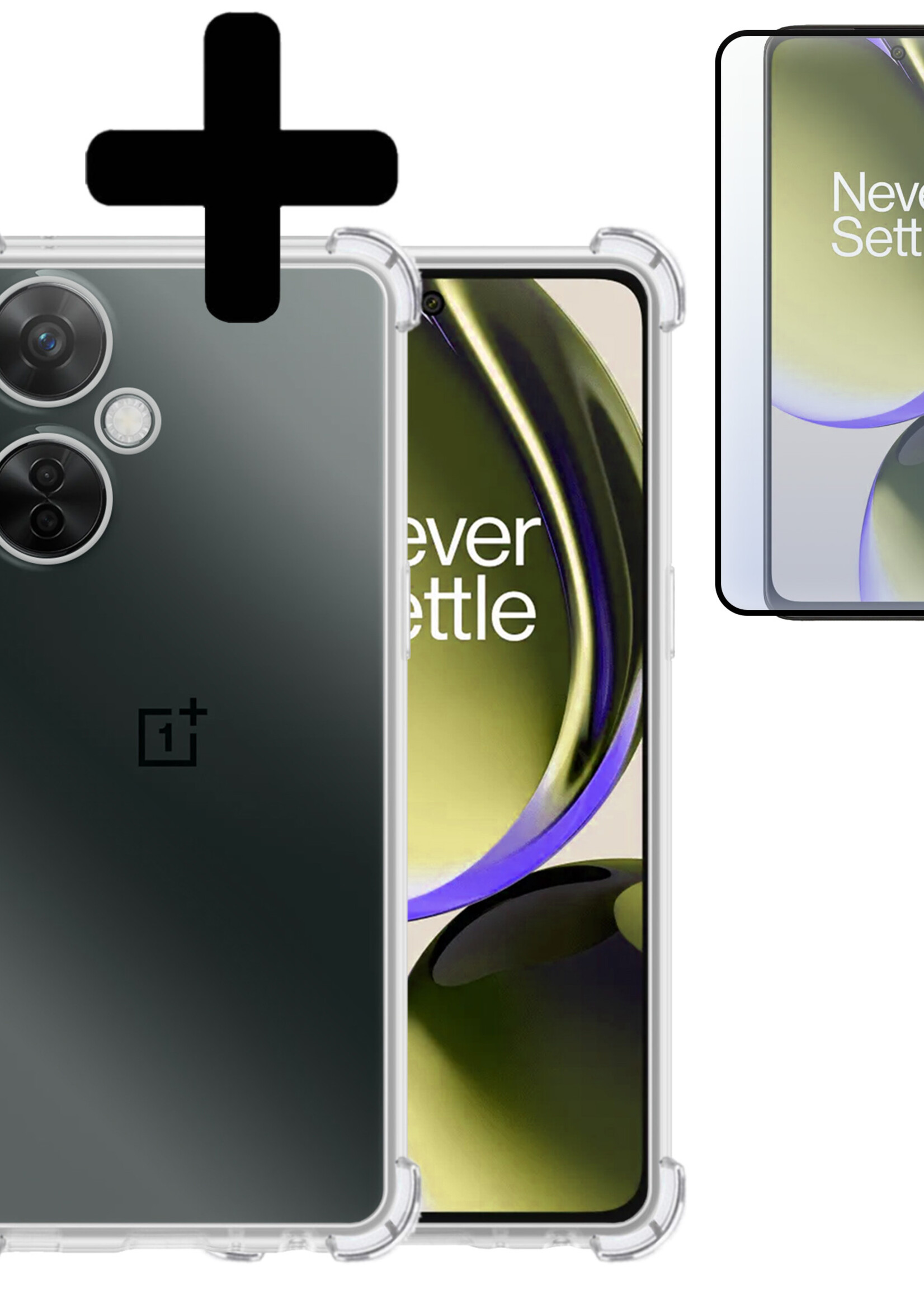 LUQ Hoesje Geschikt voor OnePlus Nord CE 3 Lite Hoesje Shockproof Case Siliconen Met Screenprotector - Hoes Geschikt voor OnePlus Nord CE 3 Lite Hoes Cover Siliconen - Transparant