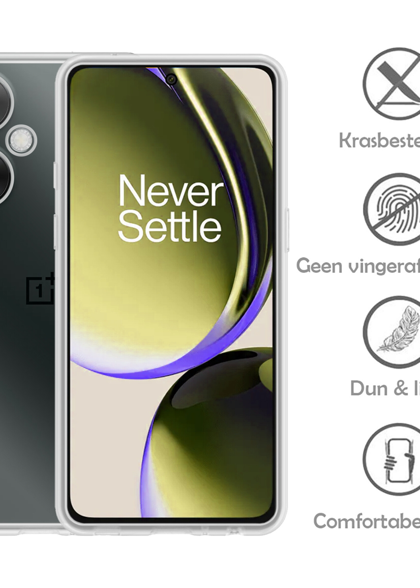 LUQ Hoesje Geschikt voor OnePlus Nord CE 3 Lite Hoesje Siliconen Case Met Screenprotector - Hoes Geschikt voor OnePlus Nord CE 3 Lite Hoes Siliconen - Transparant