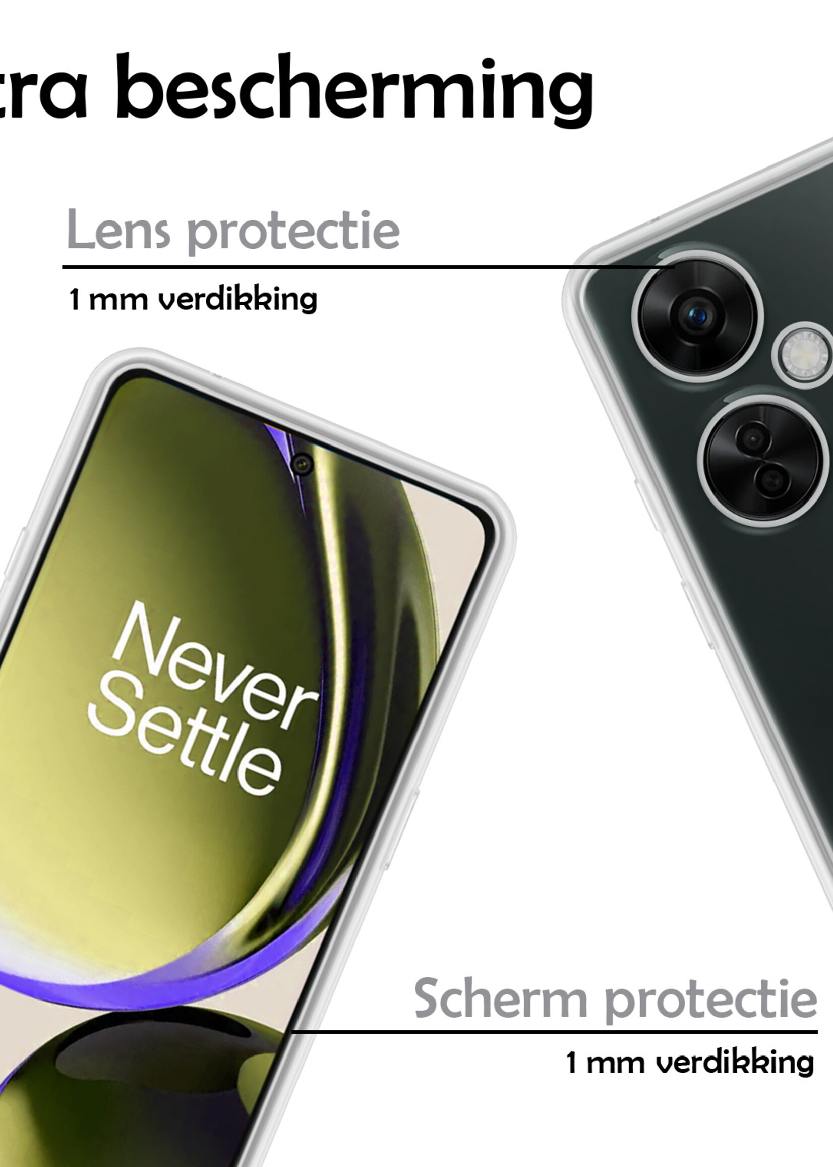 LUQ Hoesje Geschikt voor OnePlus Nord CE 3 Lite Hoesje Siliconen Case Met Screenprotector - Hoes Geschikt voor OnePlus Nord CE 3 Lite Hoes Siliconen - Transparant