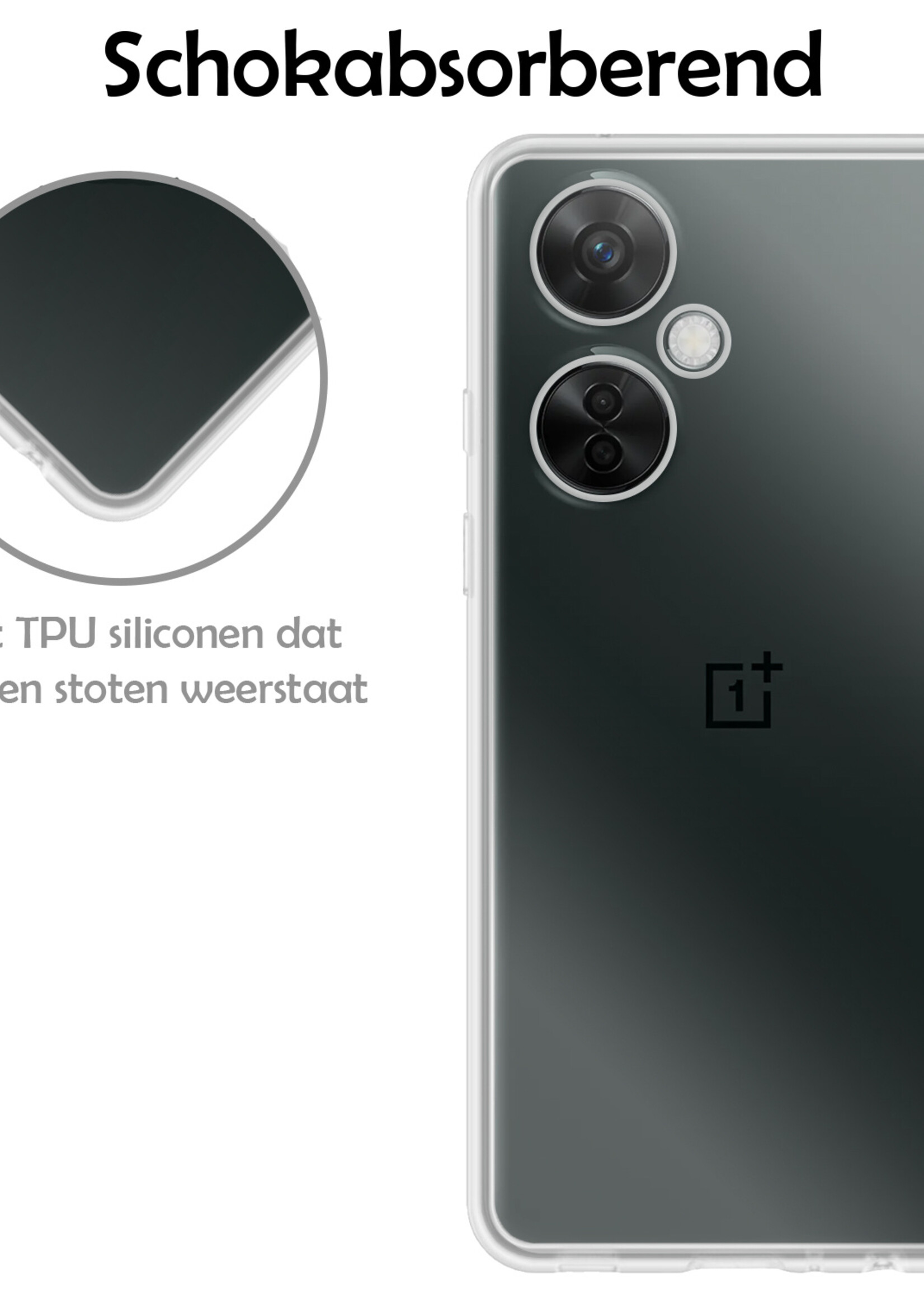 LUQ Hoesje Geschikt voor OnePlus Nord CE 3 Lite Hoesje Siliconen Case - Hoes Geschikt voor OnePlus Nord CE 3 Lite Hoes Siliconen - Transparant - 2 Stuks