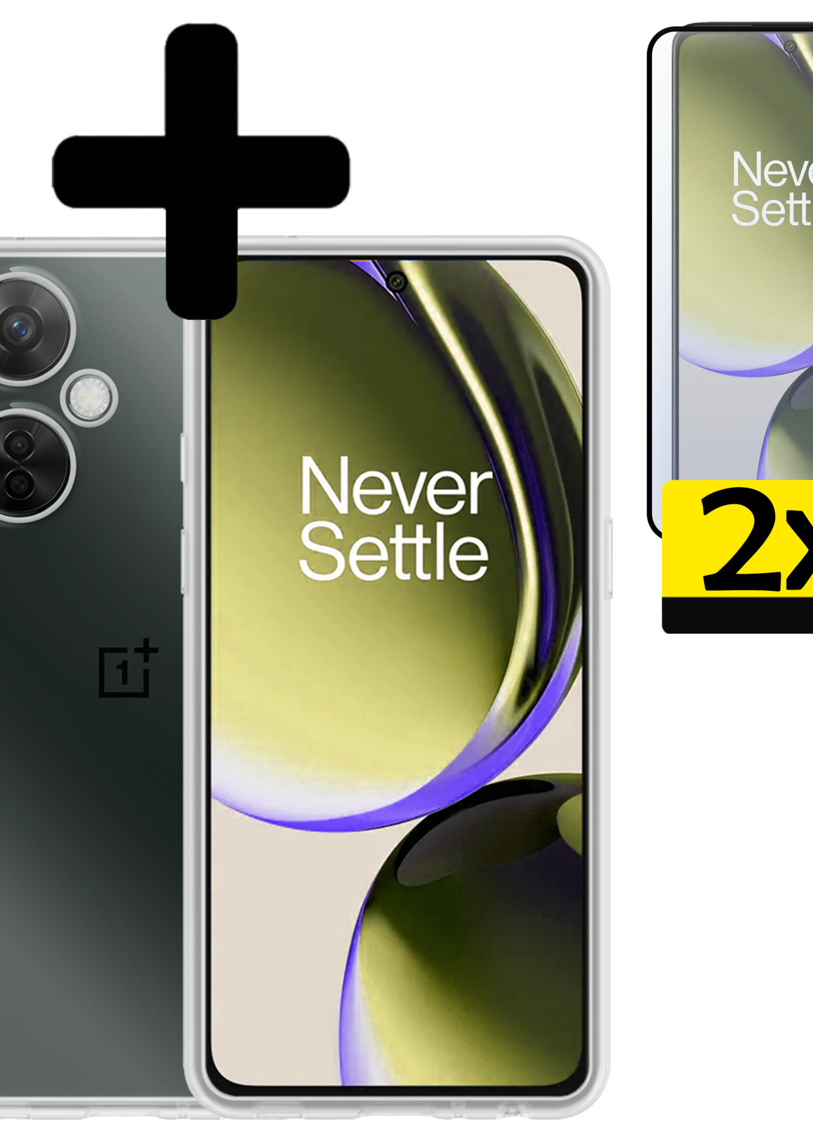 LUQ Hoesje Geschikt voor OnePlus Nord CE 3 Lite Hoesje Siliconen Case Met 2x Screenprotector - Hoes Geschikt voor OnePlus Nord CE 3 Lite Hoes Siliconen - Transparant