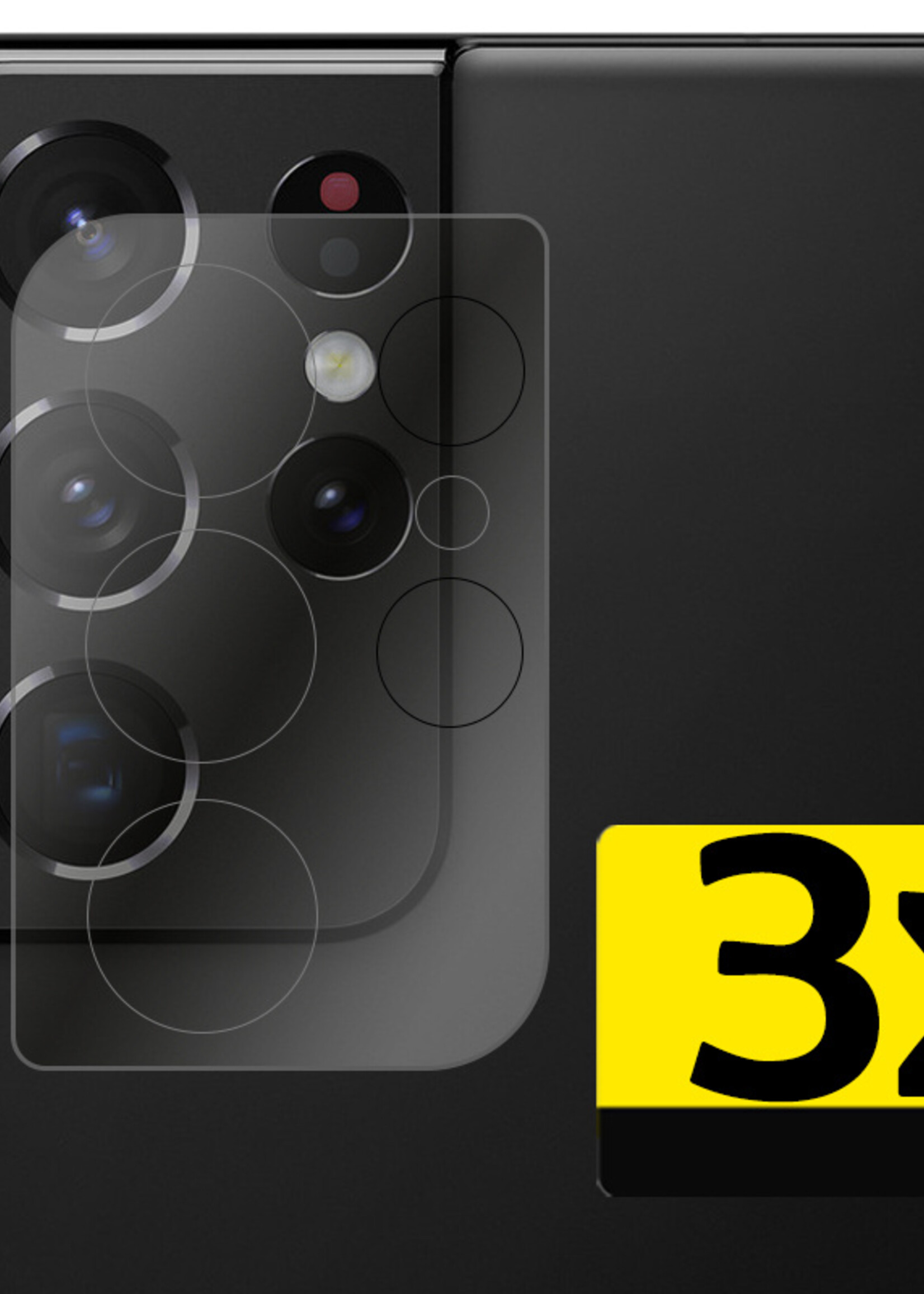 LUQ Screenprotector Geschikt voor Samsung S21 Ultra Camera Screenprotector Tempered Glass - Screenprotector Geschikt voor Samsung Galaxy S21 Ultra Screenprotector Camera Screenprotector - 3 Stuks