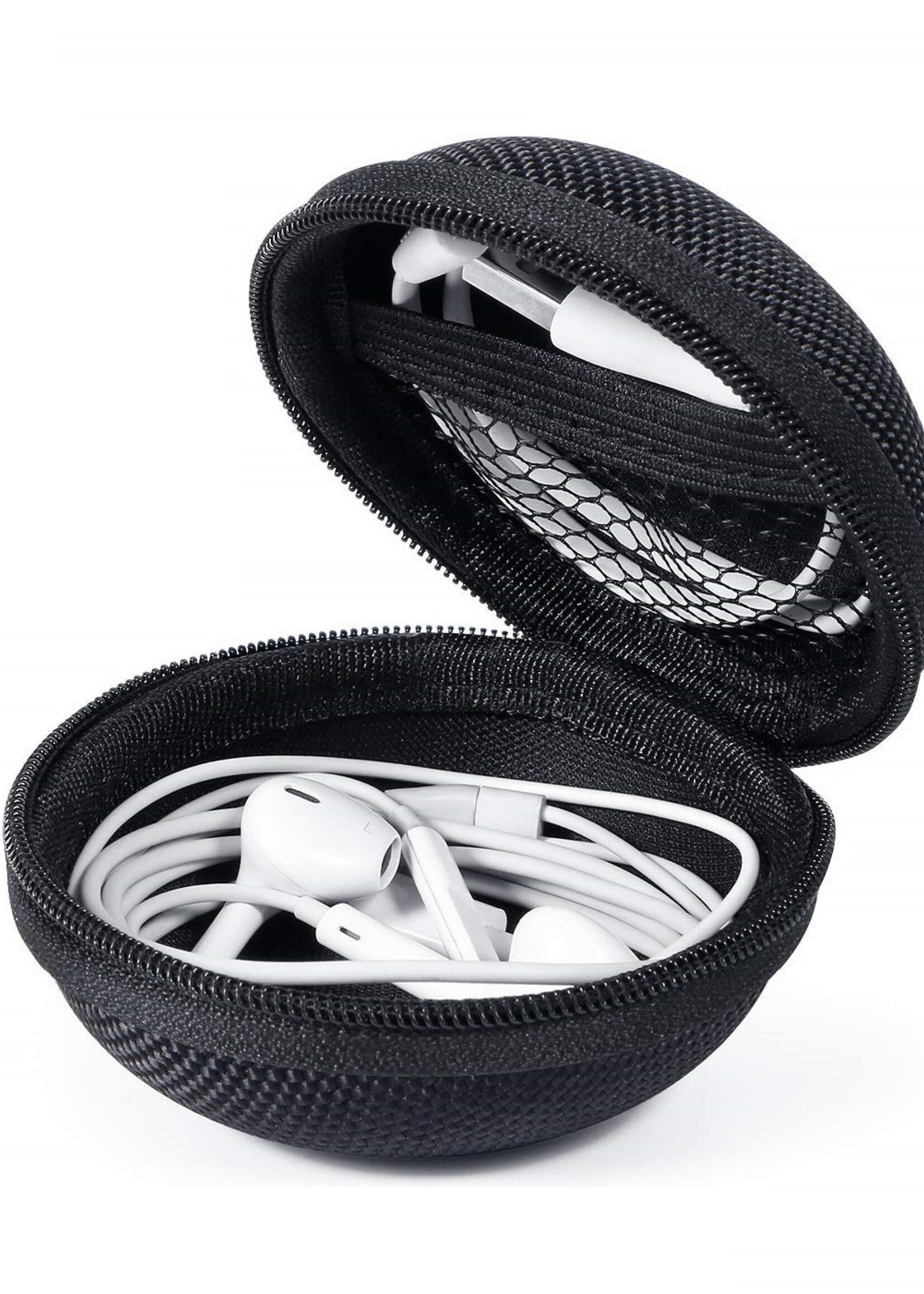 LUQ Opberg Etui Voor Oordopjes - Nylon Hoesje voor Oortjes Met Rits - Zwart