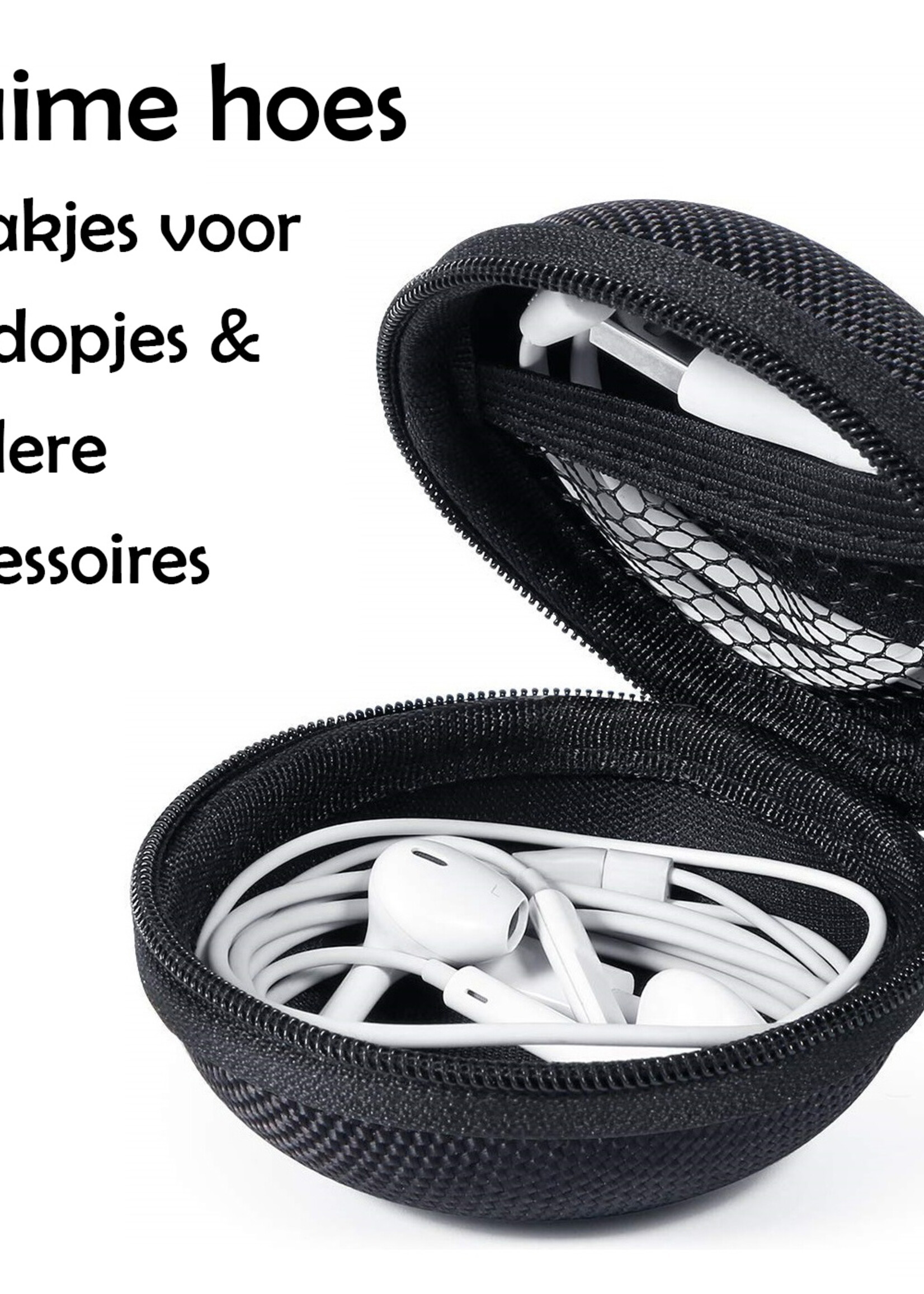 LUQ Opberg Etui Voor Oordopjes - Nylon Hoesje voor Oortjes Met Rits - Zwart