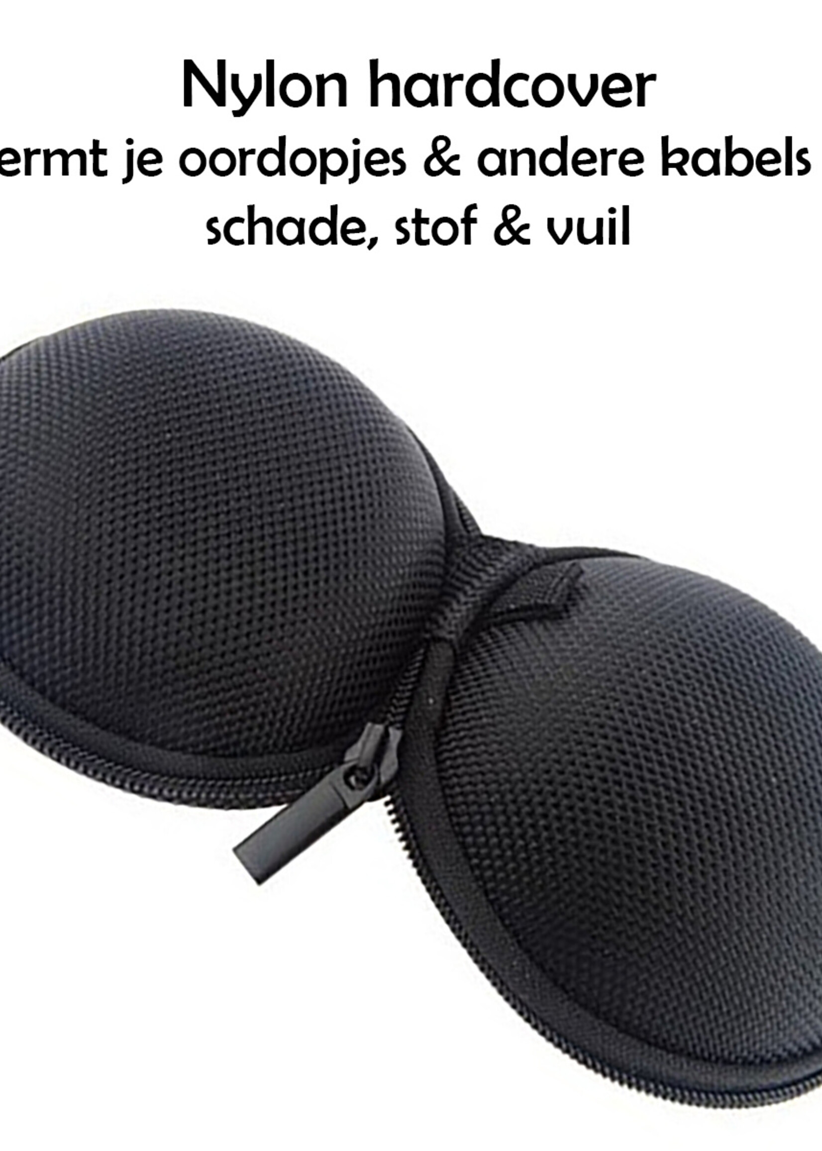 LUQ Opberg Etui Voor Oordopjes - Nylon Hoesje voor Oortjes Met Rits - Zwart