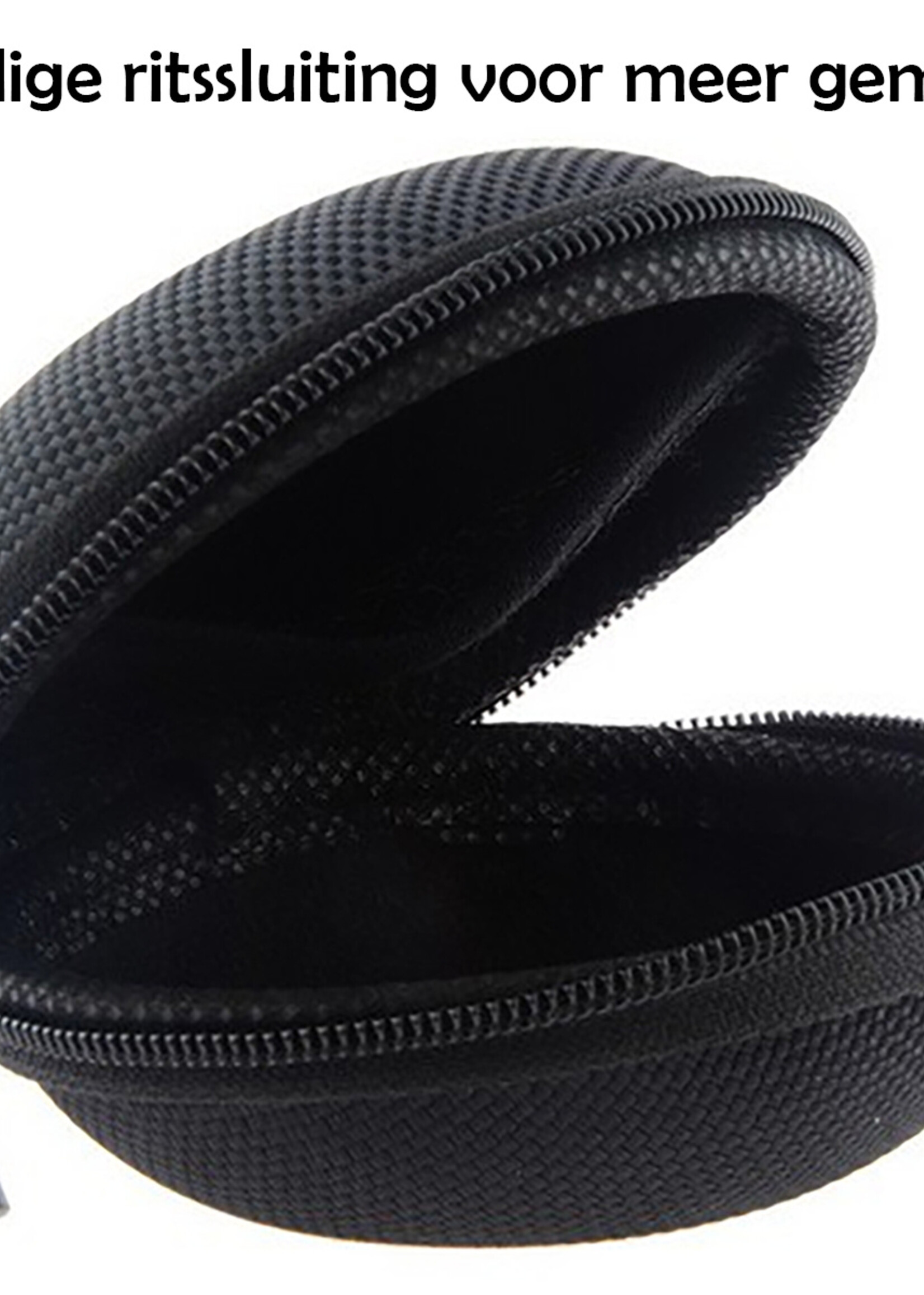 LUQ Opberg Etui Voor Oordopjes - Nylon Hoesje voor Oortjes Met Rits - Zwart