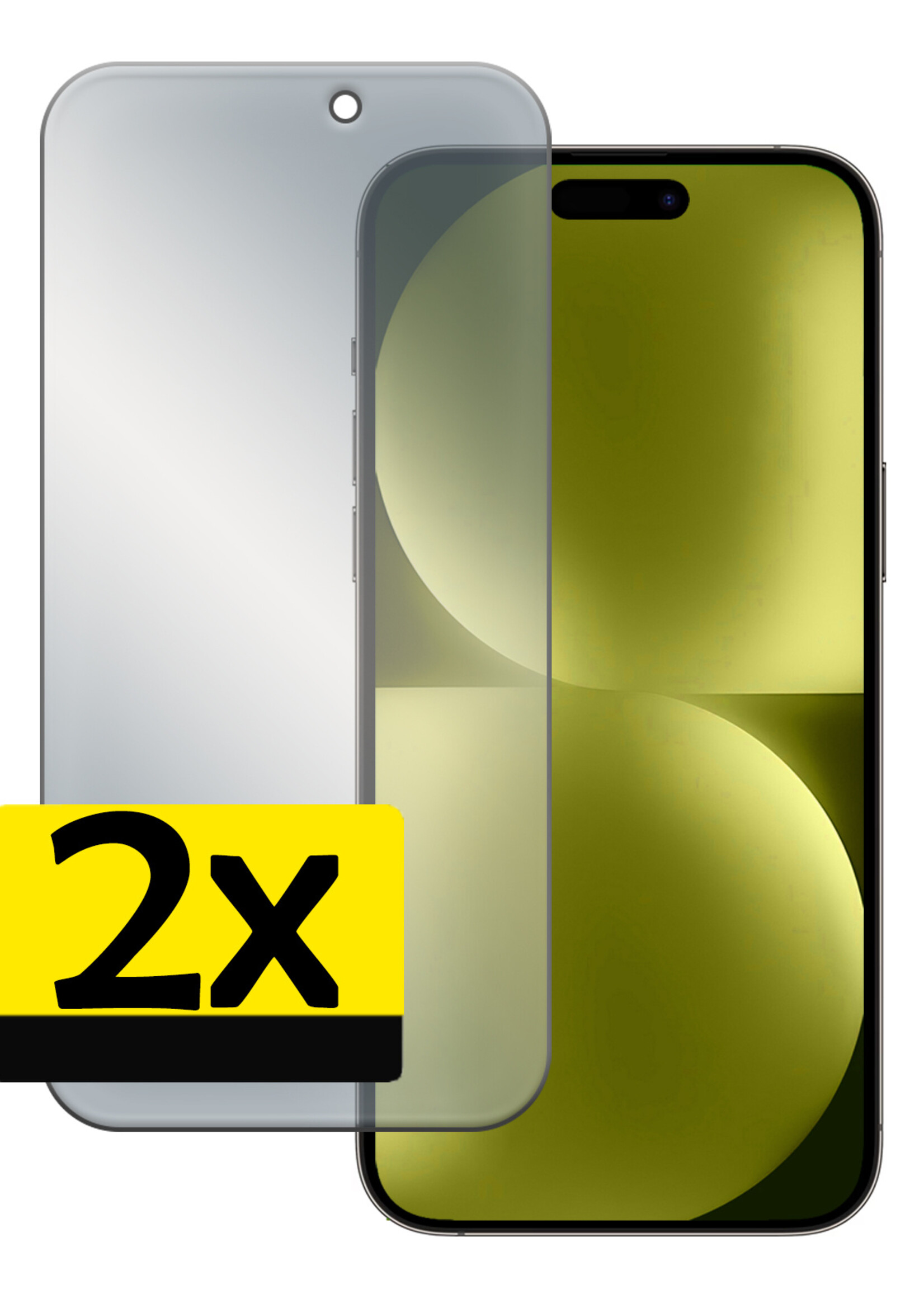 LUQ Screenprotector Geschikt voor iPhone 15 Privacy Screenprotector Bescherm Glas - Privacy Screenprotector Geschikt voor iPhone 15 Screenprotector Glas - 2 Stuks