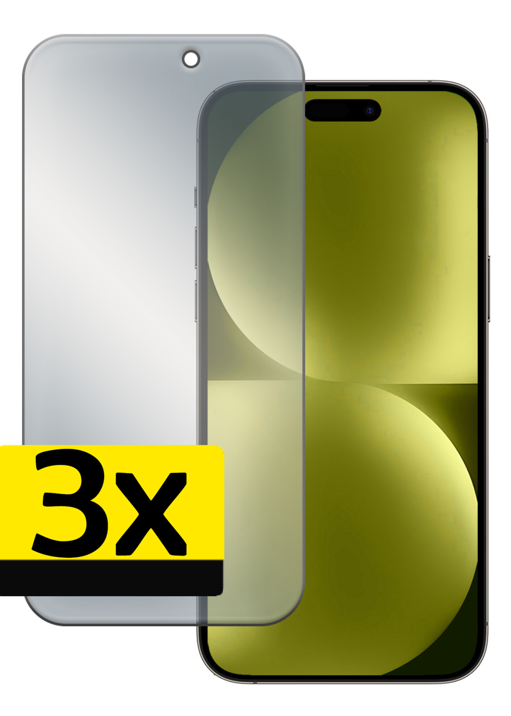 LUQ Screenprotector Geschikt voor iPhone 15 Privacy Screenprotector Bescherm Glas - Privacy Screenprotector Geschikt voor iPhone 15 Screenprotector Glas - 3 Stuks