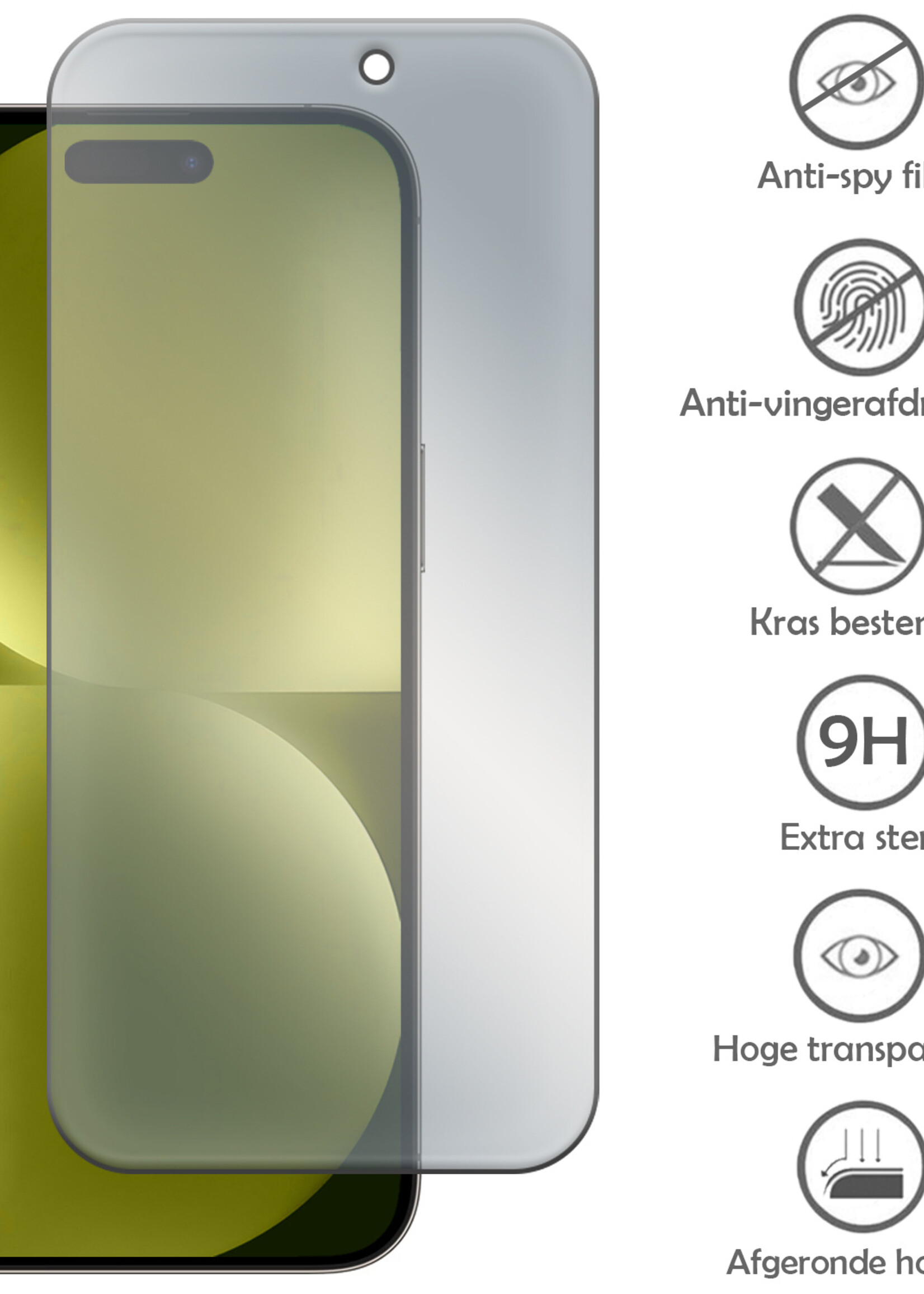 LUQ Screenprotector Geschikt voor iPhone 15 Plus Privacy Screenprotector Bescherm Glas - Privacy Screenprotector Geschikt voor iPhone 15 Plus Screenprotector Glas