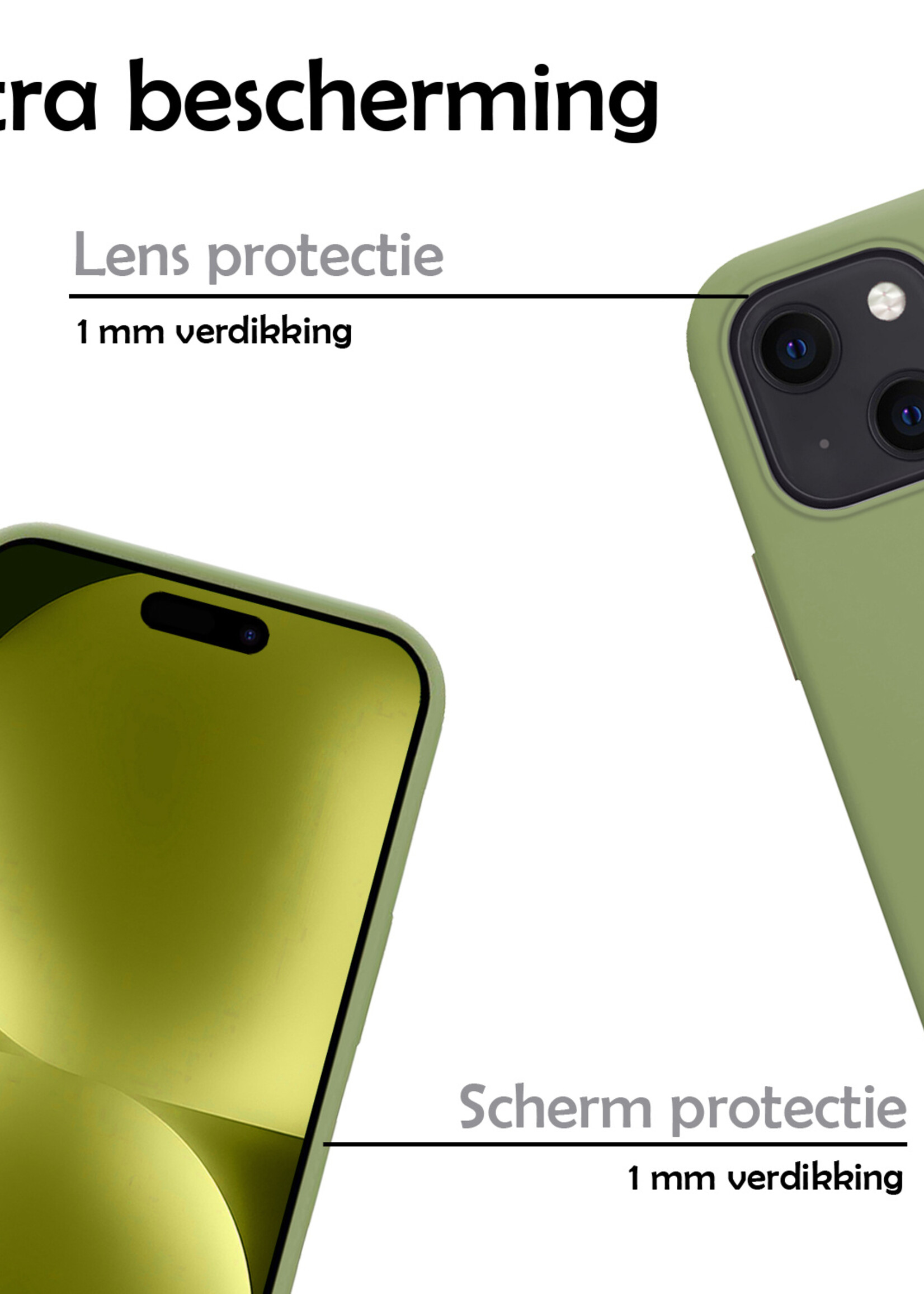 LUQ Hoesje Geschikt voor iPhone 15 Hoesje Siliconen Case - Hoes Geschikt voor iPhone 15 Hoes Siliconen - Groen