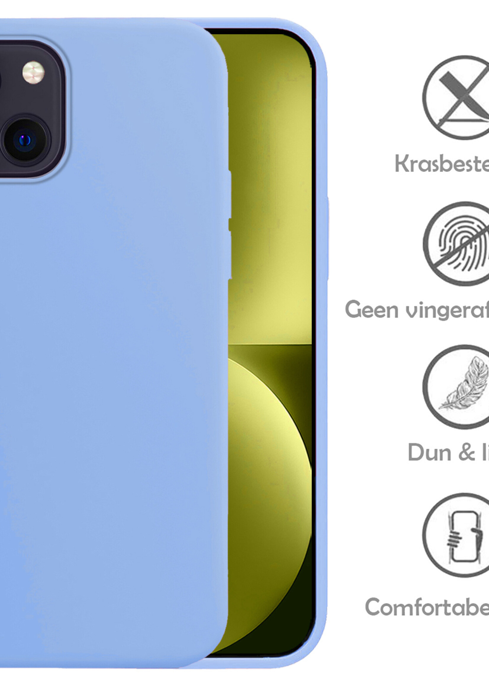 LUQ Hoesje Geschikt voor iPhone 15 Hoesje Siliconen Case - Hoes Geschikt voor iPhone 15 Hoes Siliconen - Lichtblauw