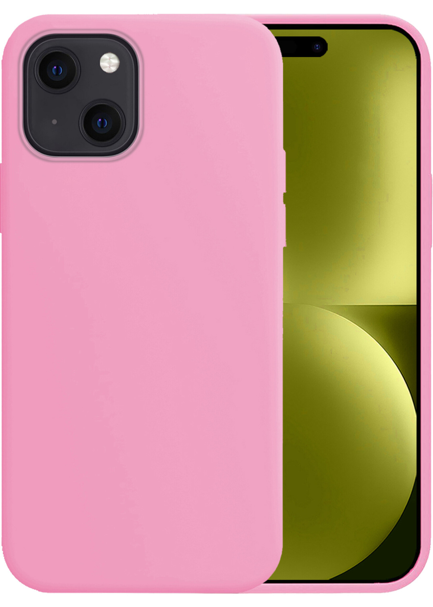 LUQ Hoesje Geschikt voor iPhone 15 Hoesje Siliconen Case - Hoes Geschikt voor iPhone 15 Hoes Siliconen - Lichtroze