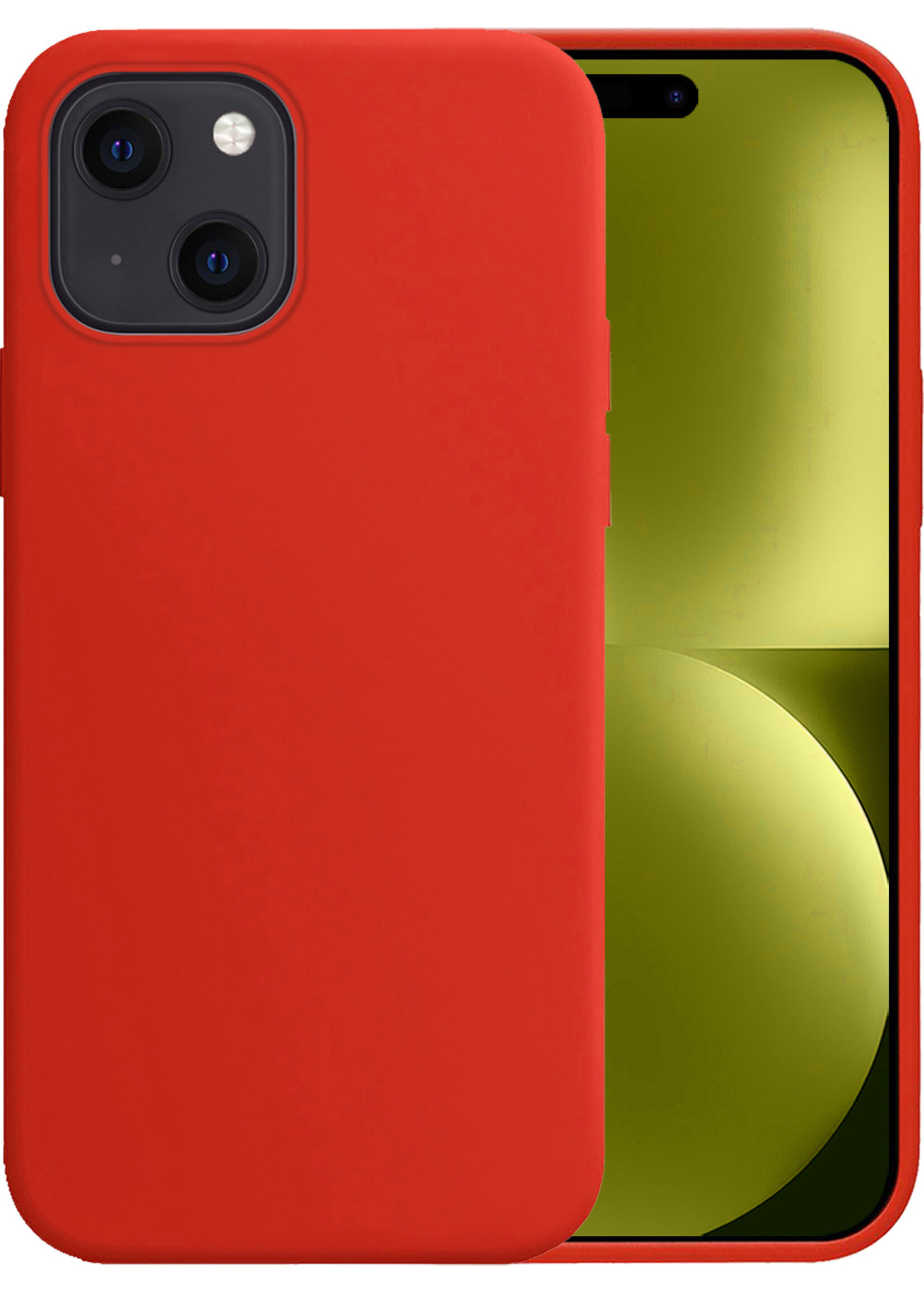 LUQ Hoesje Geschikt voor iPhone 15 Hoesje Siliconen Case - Hoes Geschikt voor iPhone 15 Hoes Siliconen - Rood