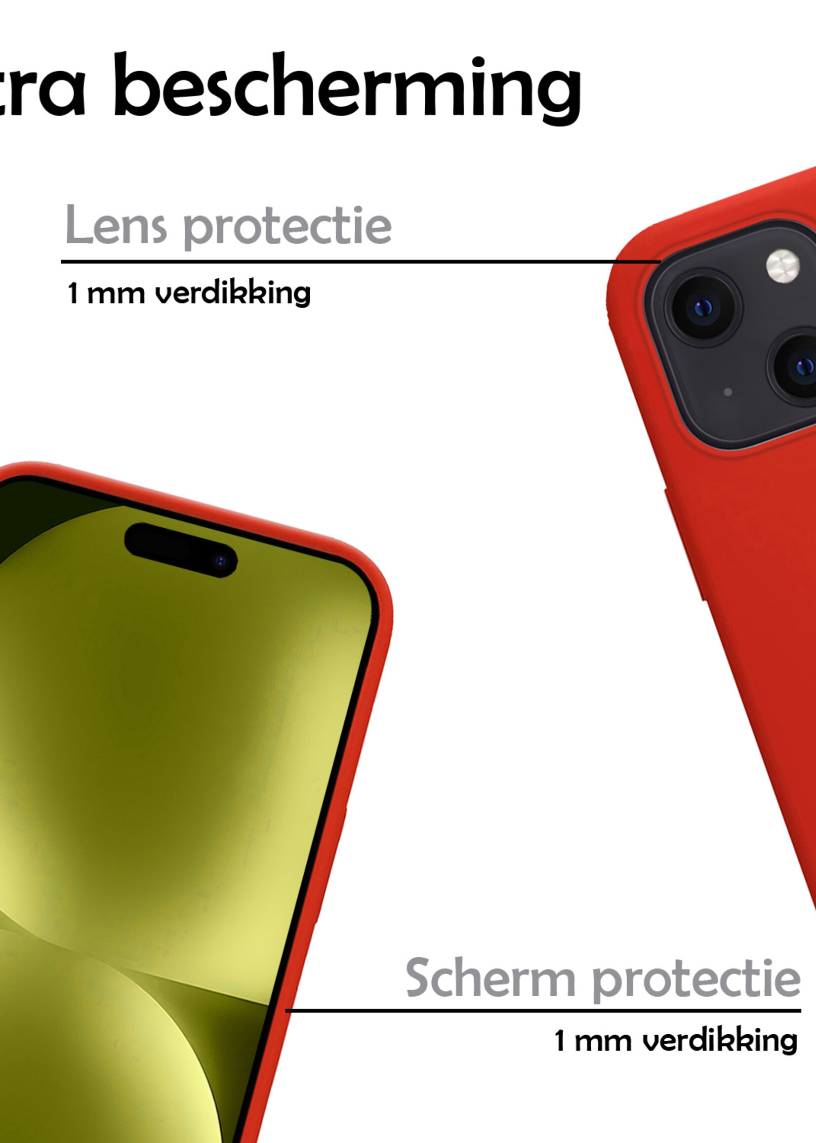 LUQ Hoesje Geschikt voor iPhone 15 Hoesje Siliconen Case - Hoes Geschikt voor iPhone 15 Hoes Siliconen - Rood