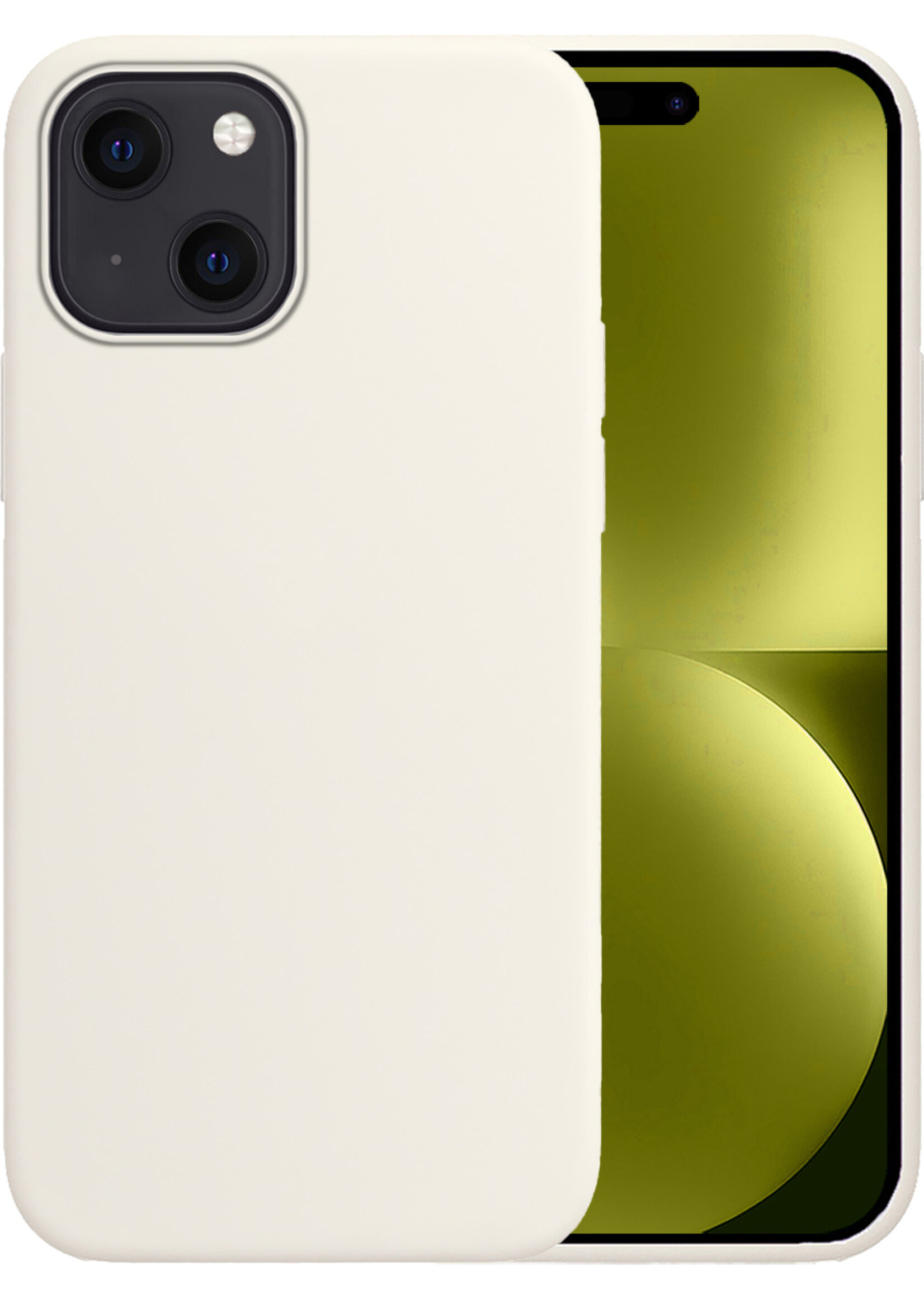 LUQ Hoesje Geschikt voor iPhone 15 Hoesje Siliconen Case - Hoes Geschikt voor iPhone 15 Hoes Siliconen - Wit