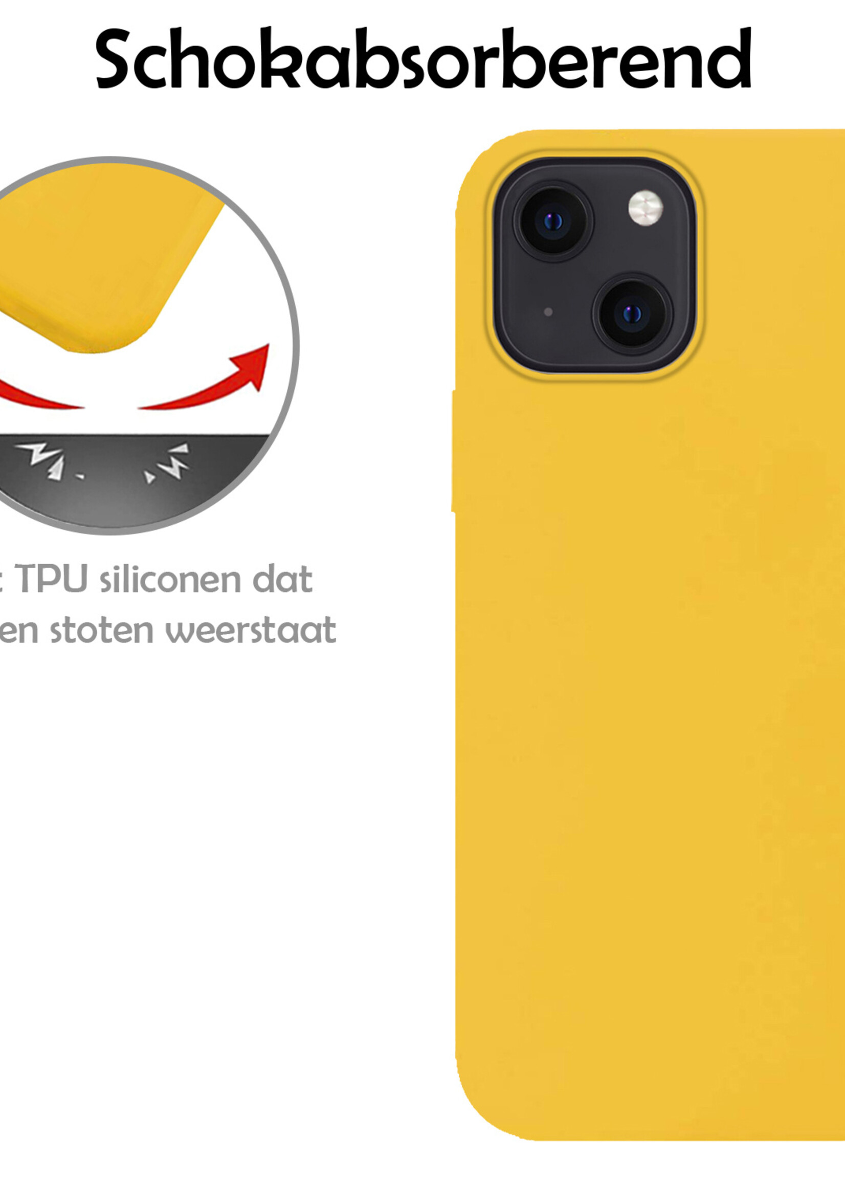 LUQ Hoesje Geschikt voor iPhone 15 Hoesje Siliconen Case - Hoes Geschikt voor iPhone 15 Hoes Siliconen - Geel - 2 Stuks