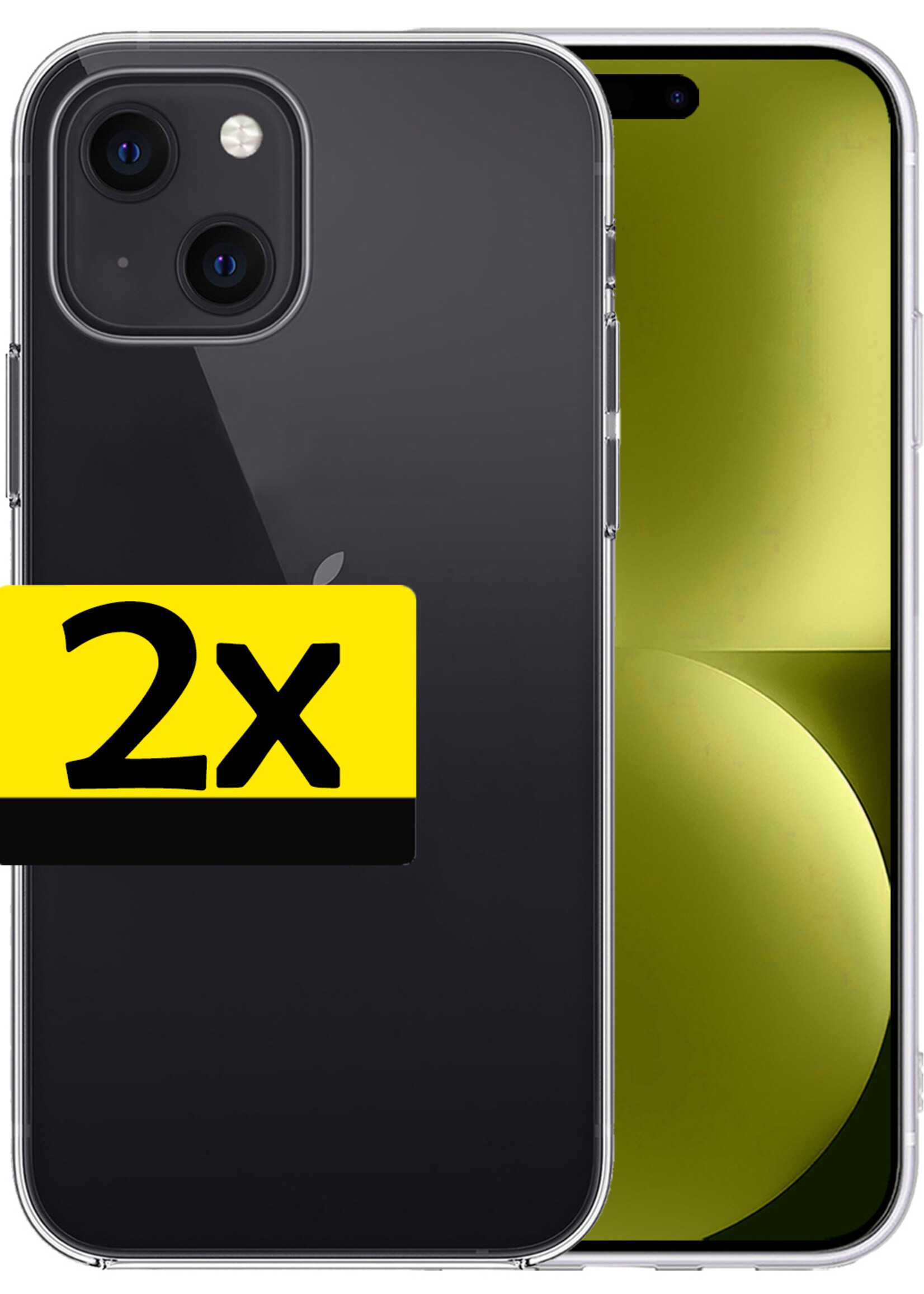 LUQ Hoesje Geschikt voor iPhone 15 Hoesje Siliconen Case - Hoes Geschikt voor iPhone 15 Hoes Siliconen - Transparant - 2 Stuks