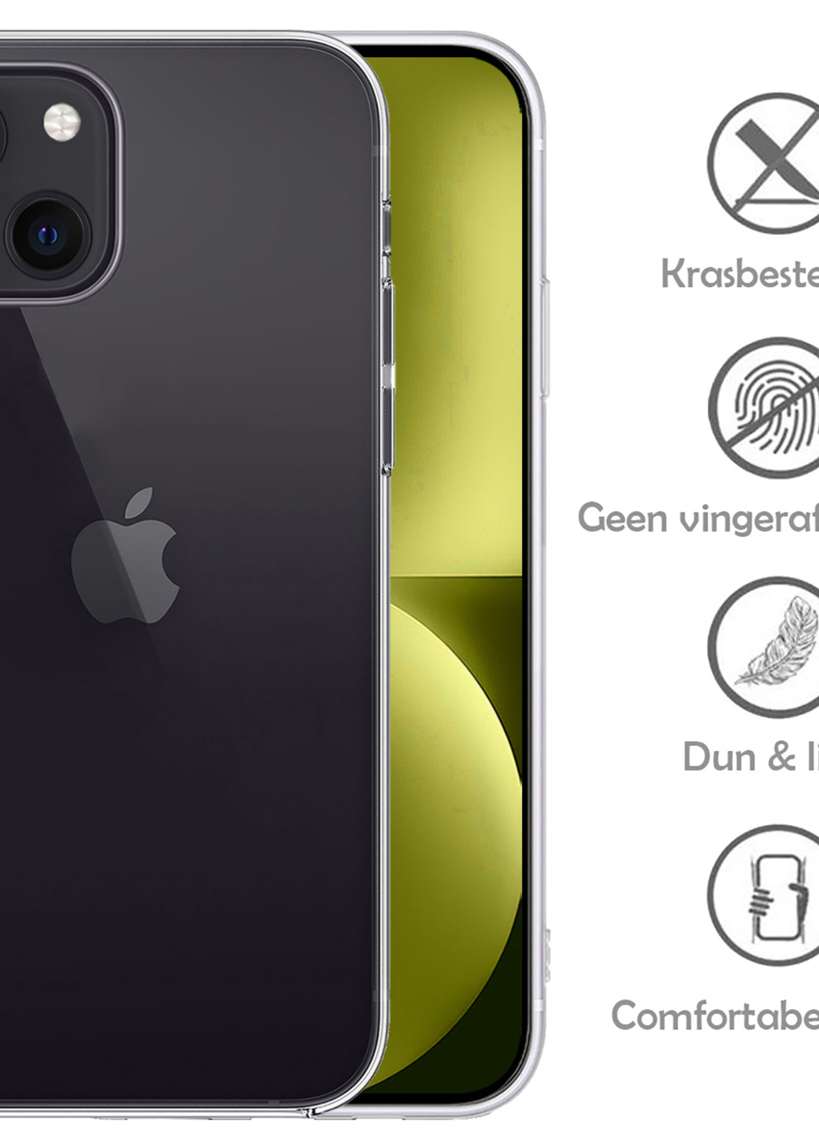 LUQ Hoesje Geschikt voor iPhone 15 Hoesje Siliconen Case - Hoes Geschikt voor iPhone 15 Hoes Siliconen - Transparant - 2 Stuks