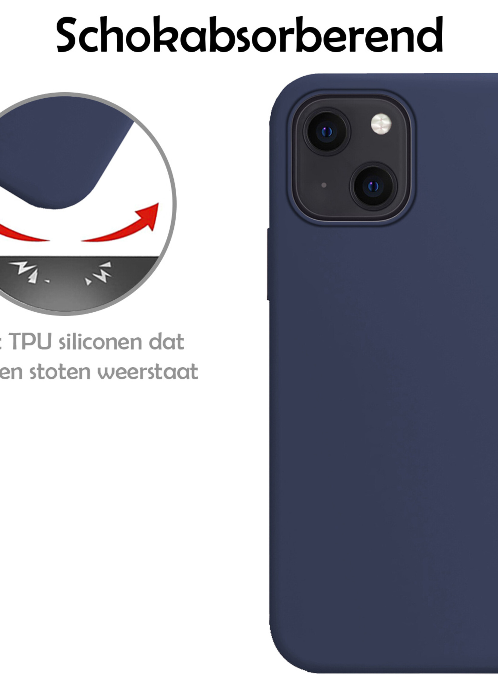 LUQ Hoesje Geschikt voor iPhone 15 Plus Hoesje Siliconen Case - Hoes Geschikt voor iPhone 15 Plus Hoes Siliconen - Donkerblauw