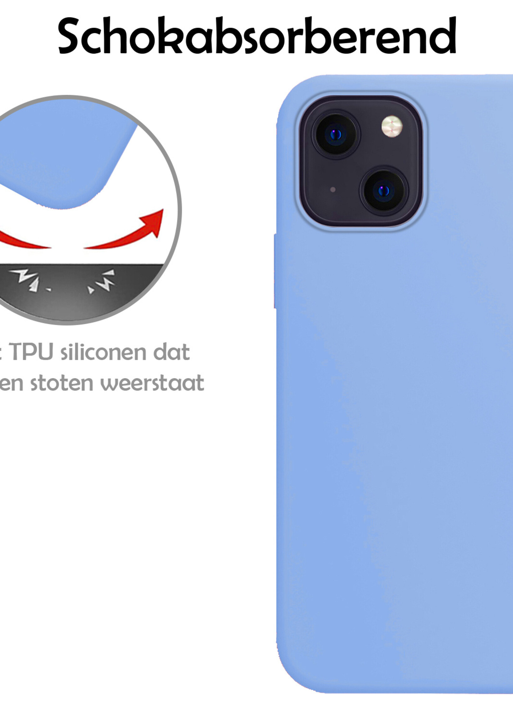 LUQ Hoesje Geschikt voor iPhone 15 Plus Hoesje Siliconen Case - Hoes Geschikt voor iPhone 15 Plus Hoes Siliconen - Lichtblauw