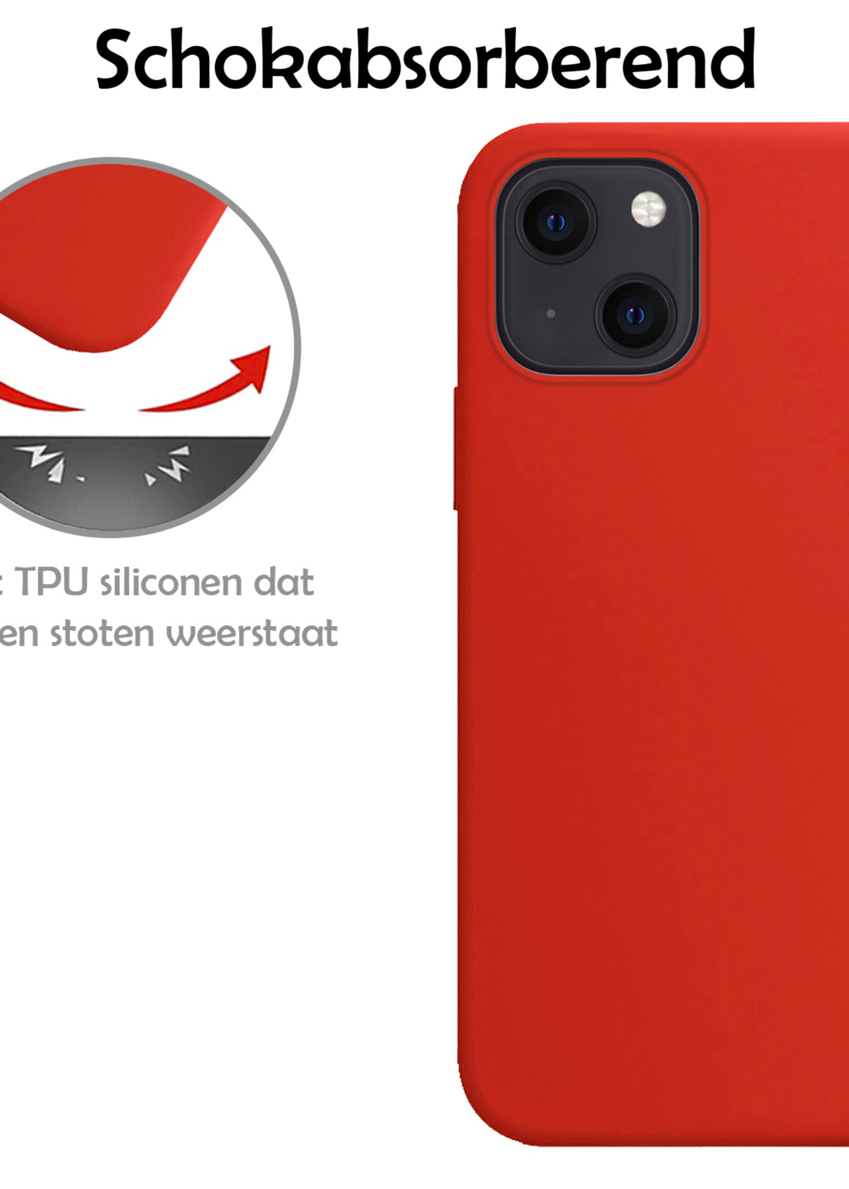 LUQ Hoesje Geschikt voor iPhone 15 Plus Hoesje Siliconen Case - Hoes Geschikt voor iPhone 15 Plus Hoes Siliconen - Rood