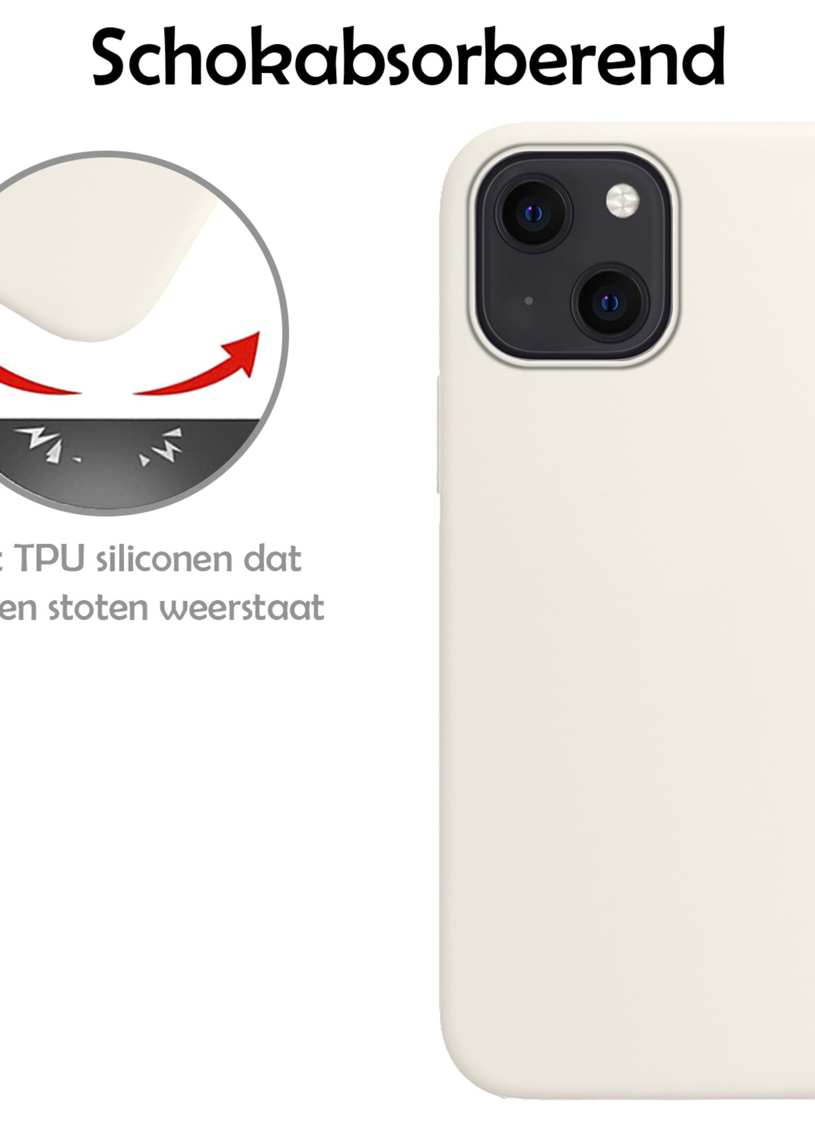 LUQ Hoesje Geschikt voor iPhone 15 Plus Hoesje Siliconen Case - Hoes Geschikt voor iPhone 15 Plus Hoes Siliconen - Wit